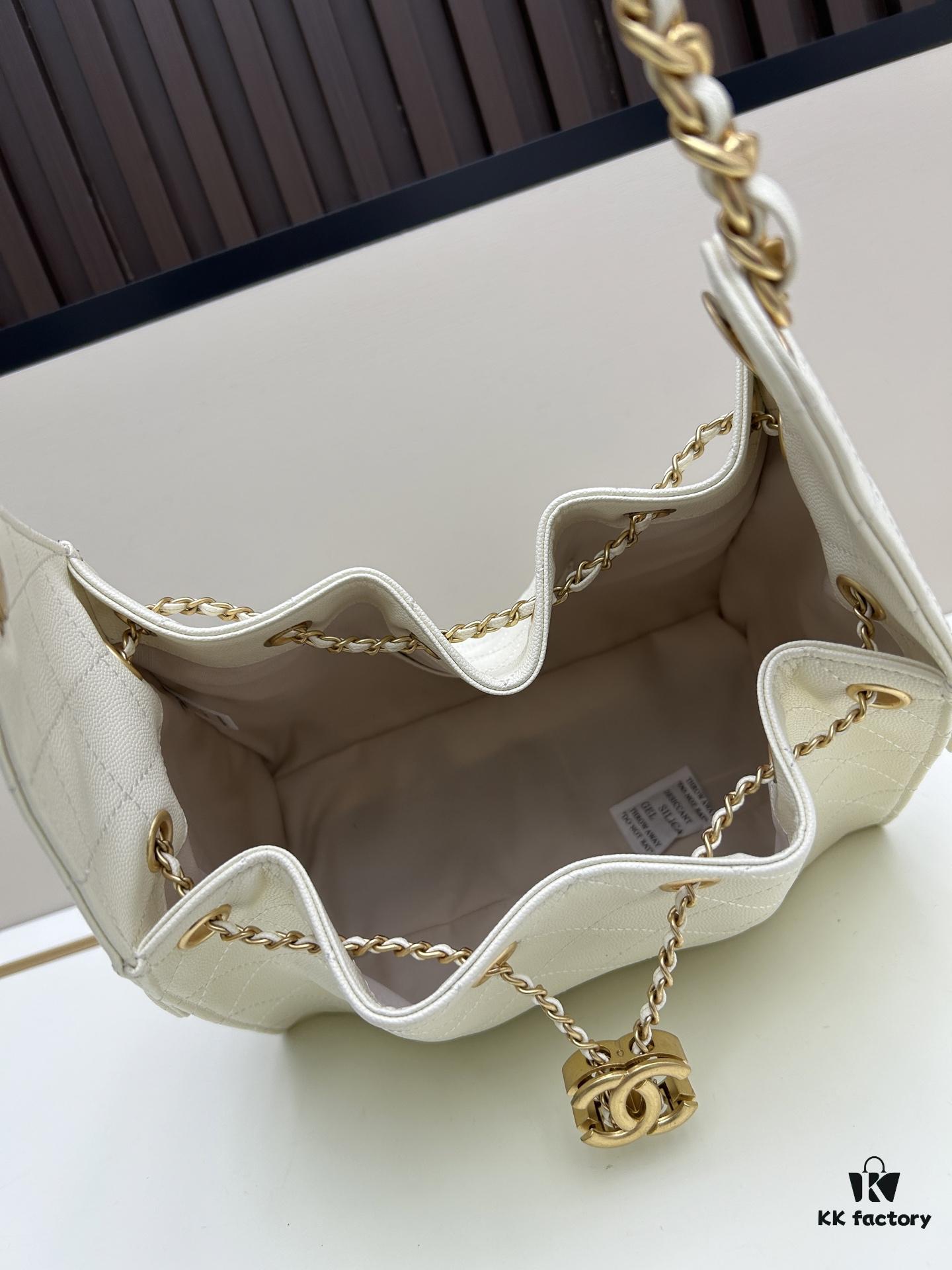 Upgraded Chanel 25C Hobo Bag in Quilted Calfskin - Small Vintage-Inspired Drawstring Bucket Bag with Retro Gold-Tone Hardware and Classic Chain Design