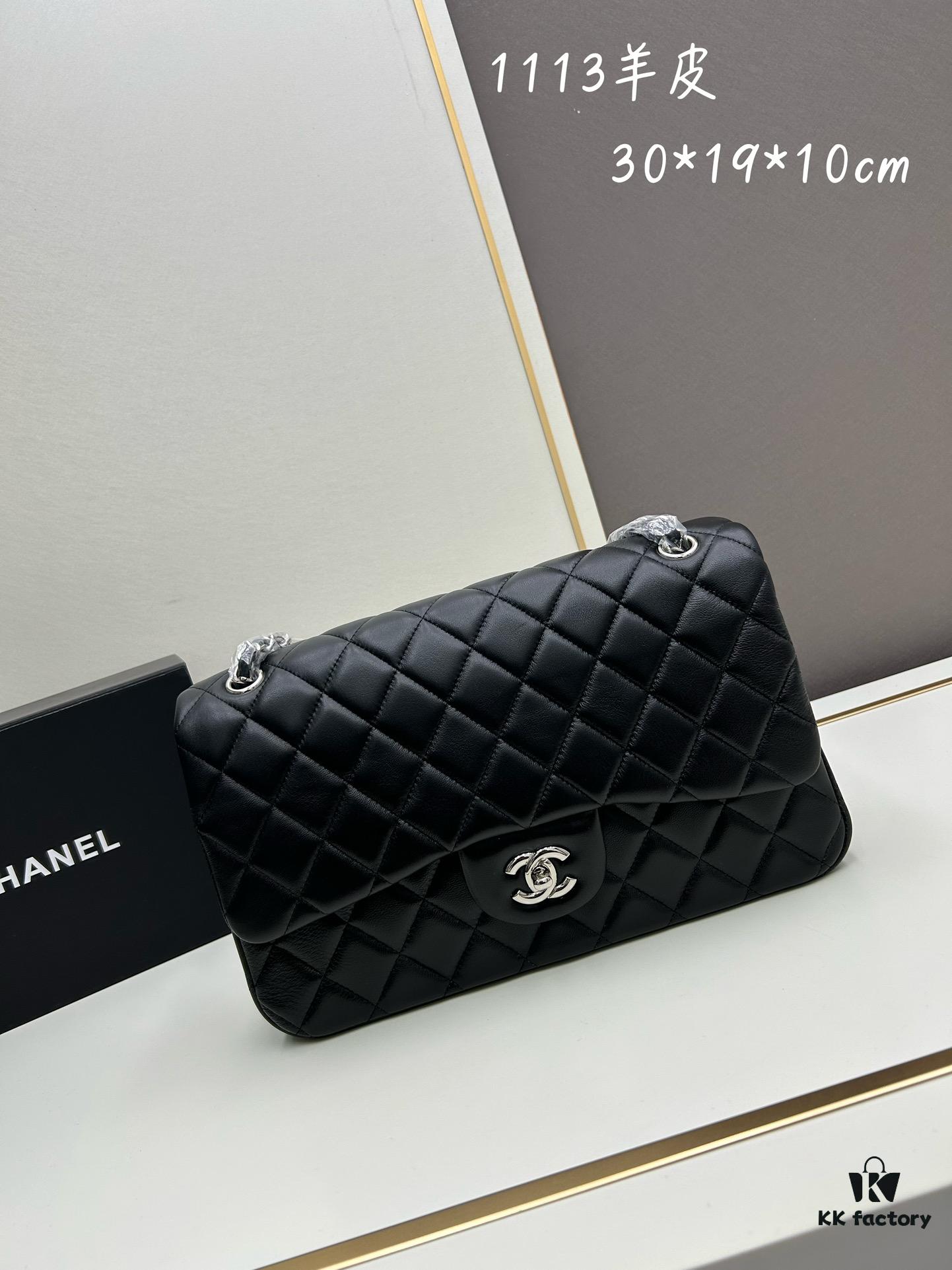 Chanel Classic CF1113 Lambskin Electroplated Hardware with Glazed Coating, Premium Cowhide Gold Tone Trim