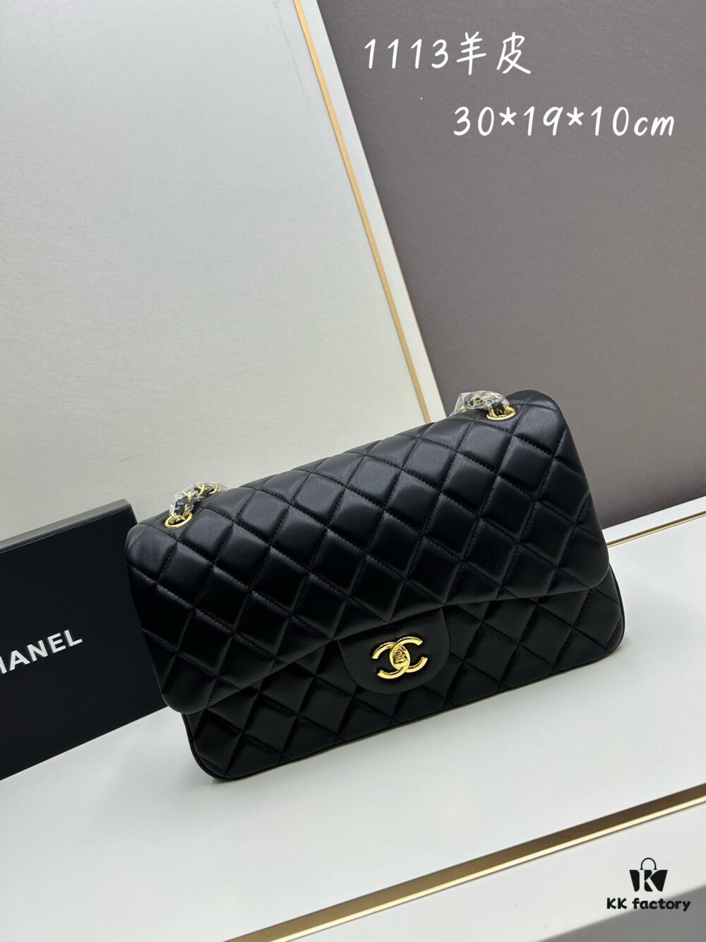 Chanel Classic CF1113 Lambskin Electroplated Hardware with Glazed Finish, Premium Cowhide Gold Tone Clasp, Authentic Custom Import Level
