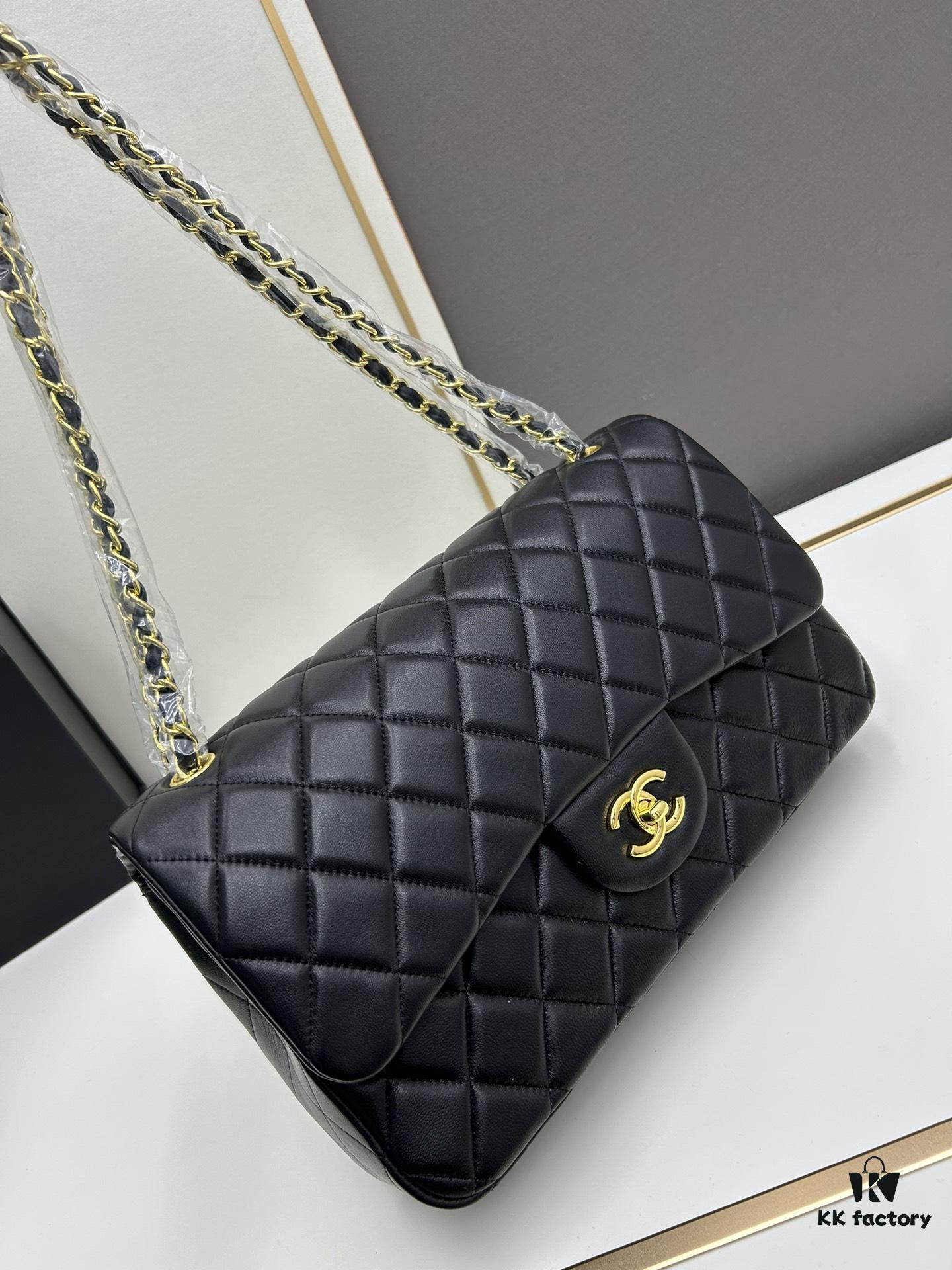 Chanel Classic CF1113 Lambskin Electroplated Hardware with Glazed Finish, Premium Cowhide Gold Tone Clasp, Authentic Custom Import Level