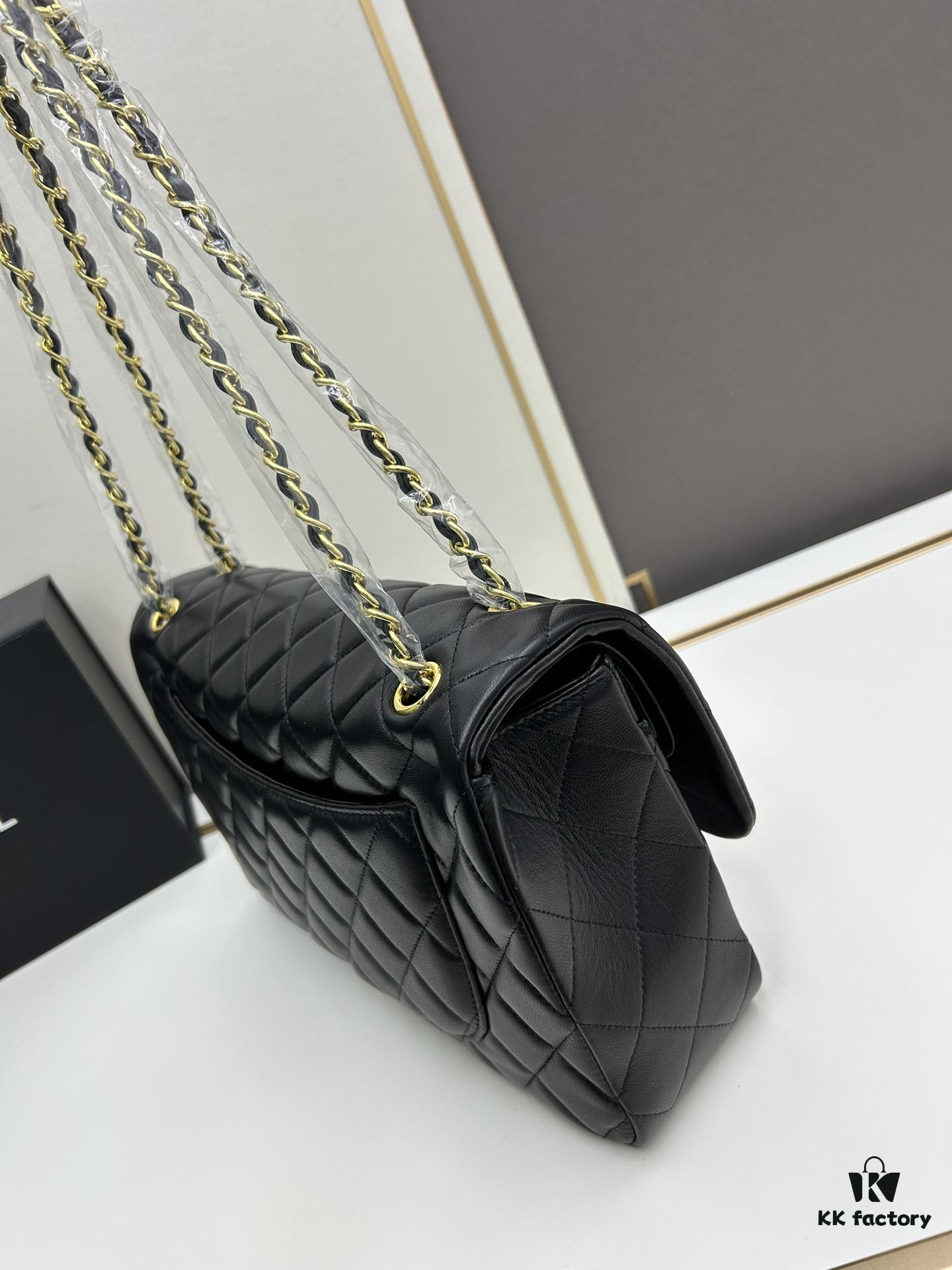 Chanel Classic CF1113 Lambskin Electroplated Hardware with Glazed Finish, Premium Cowhide Gold Tone Clasp, Authentic Custom Import Level