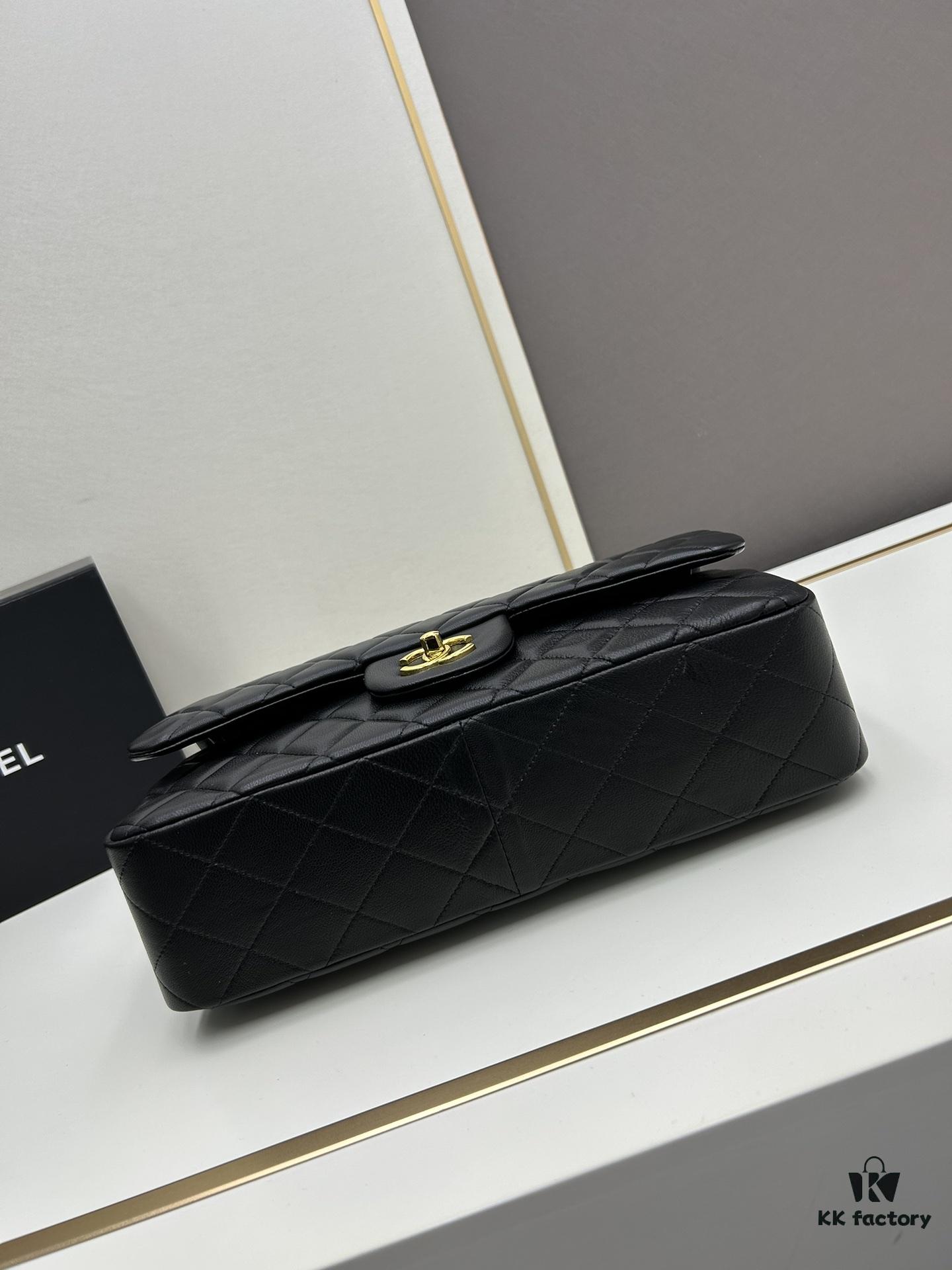 Chanel Classic CF1113 Lambskin Electroplated Hardware with Glazed Finish, Premium Cowhide Gold Tone Clasp, Authentic Custom Import Level