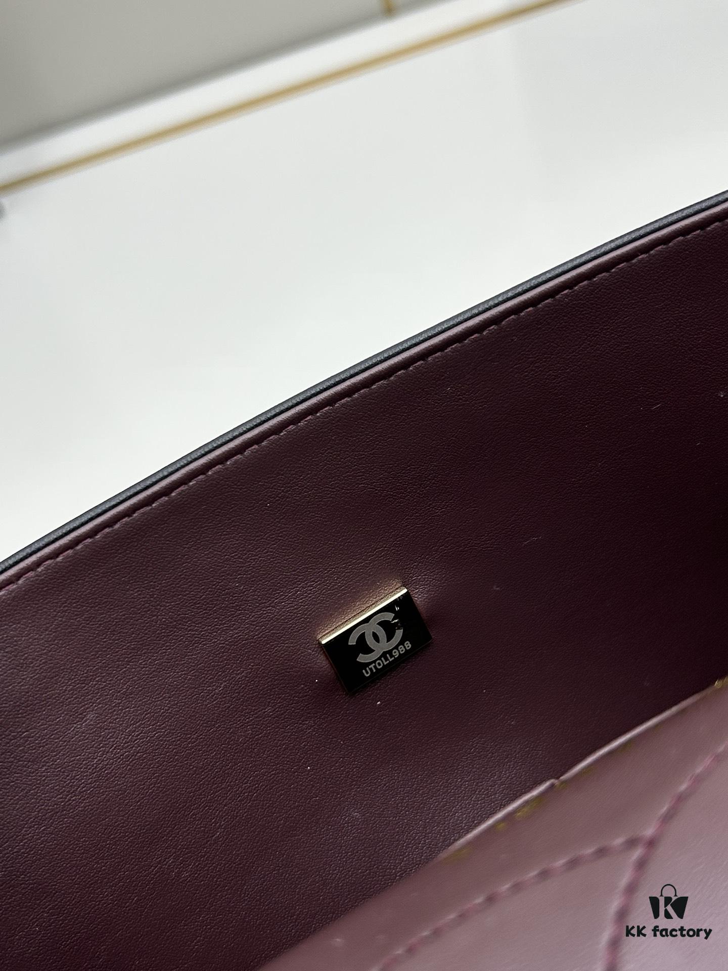 Chanel Classic CF1113 Lambskin Electroplated Hardware with Glazed Finish, Premium Cowhide Gold Tone Clasp, Authentic Custom Import Level