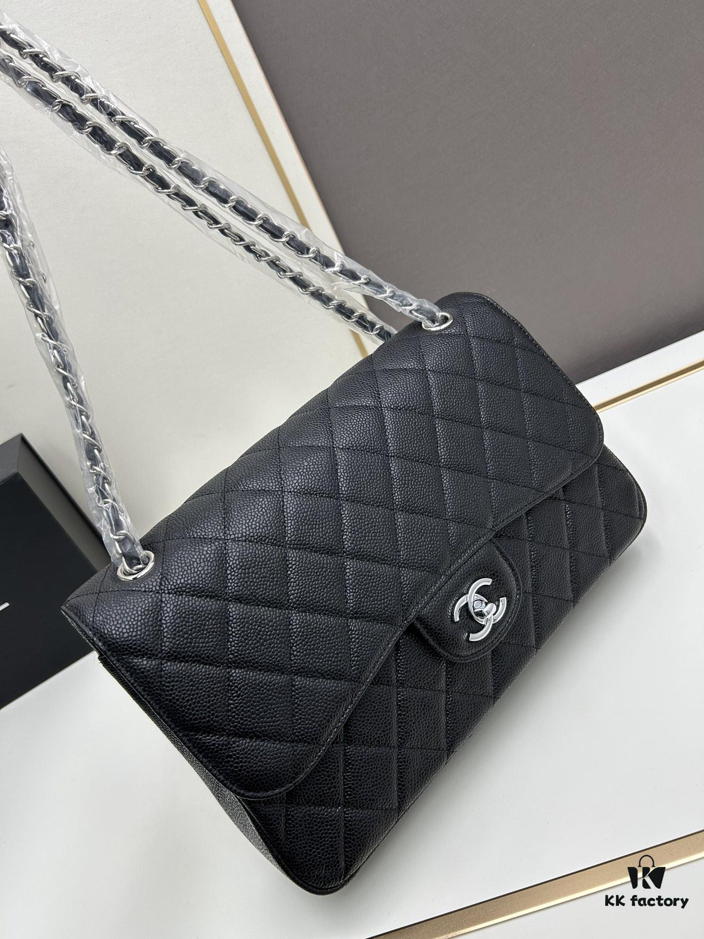 Chanel Classic CF1113 Calfskin Grain Bag with Electroplated Hardware