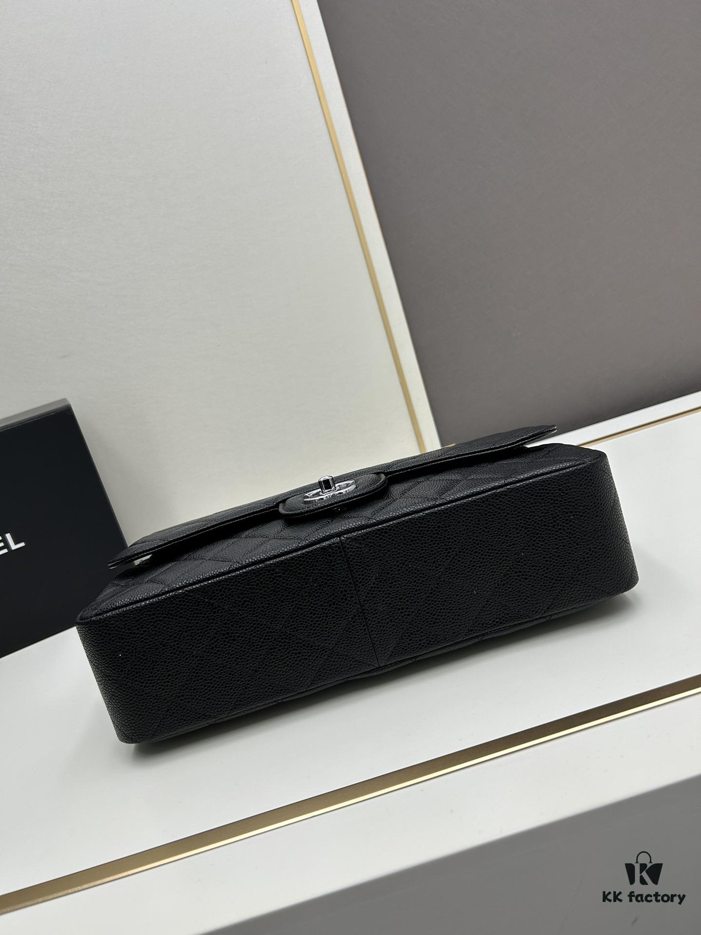 Chanel Classic CF1113 Calfskin Grain Bag with Electroplated Hardware