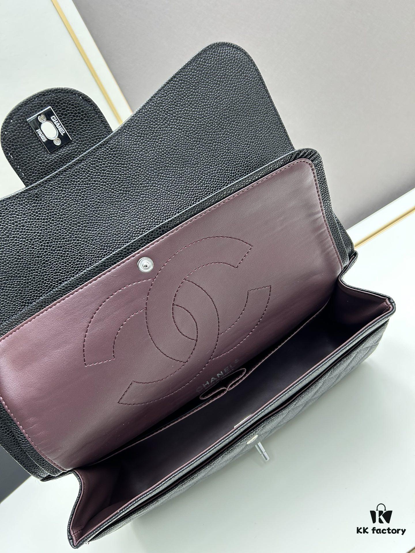 Chanel Classic CF1113 Calfskin Grain Bag with Electroplated Hardware