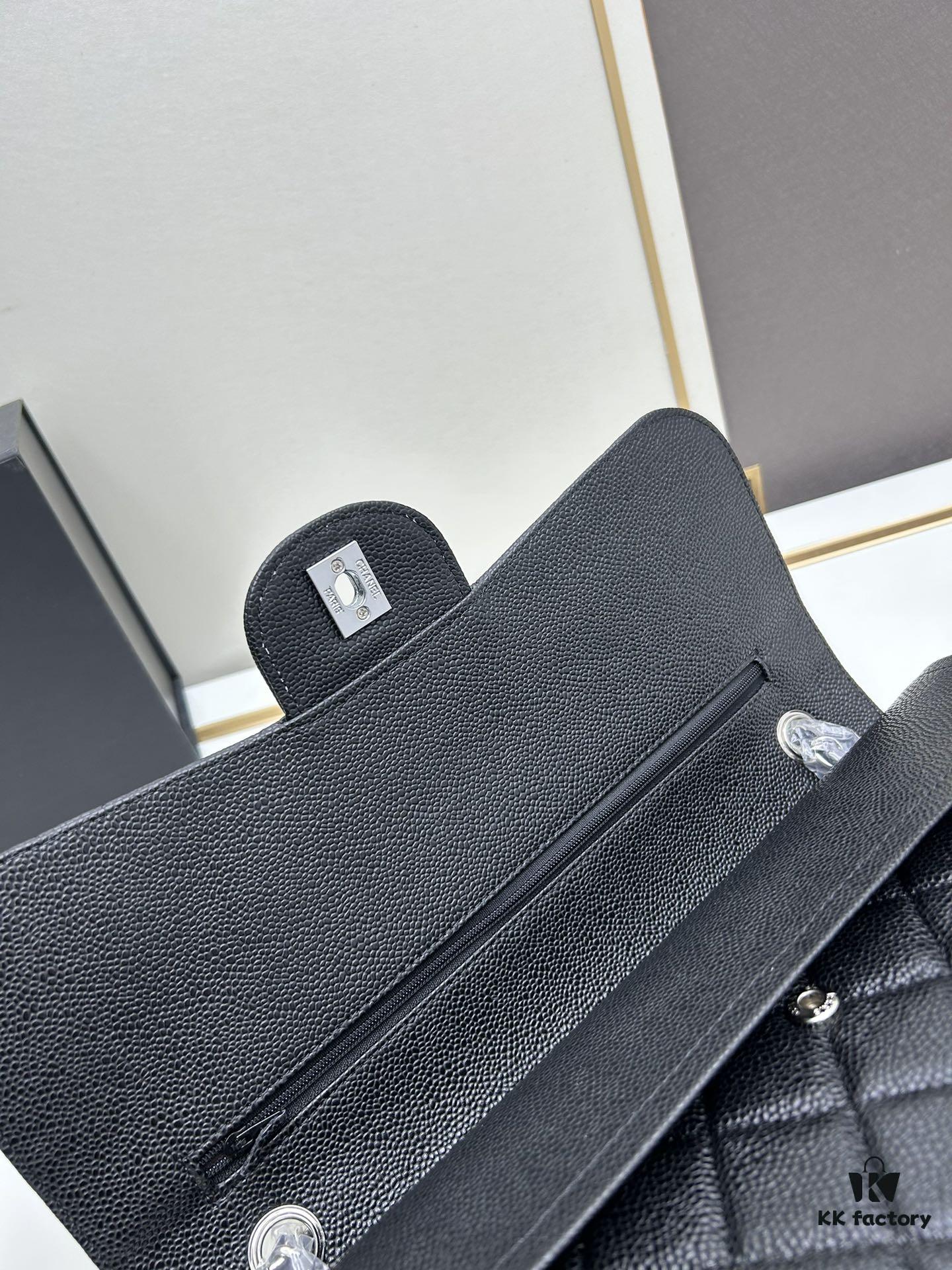 Chanel Classic CF1113 Calfskin Grain Bag with Electroplated Hardware