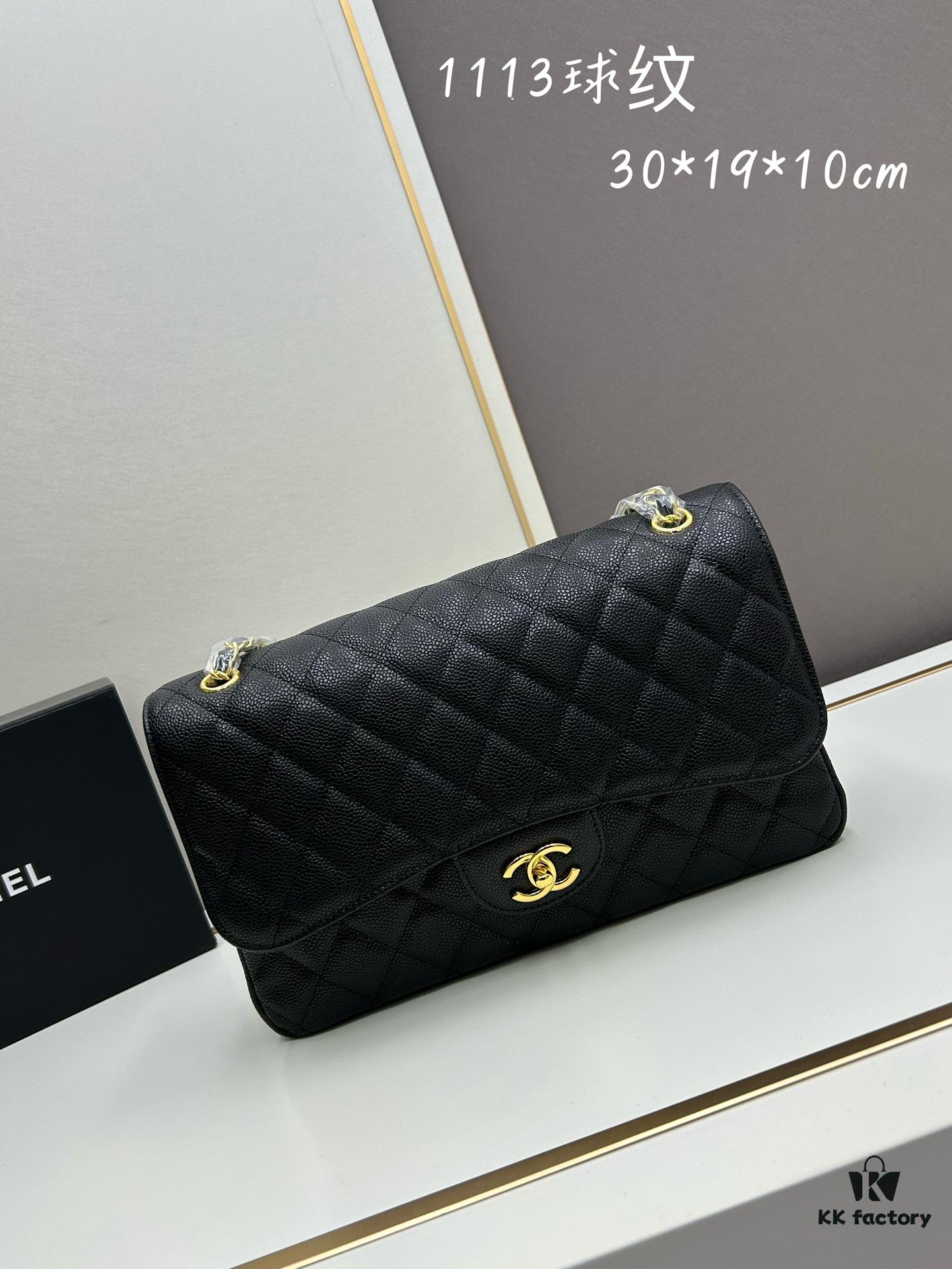 Chanel Classic CF1113 Calfskin Quilted Lambskin Bag with Electroplated Hardware, Glazed Finish for Long-Lasting Color Retention