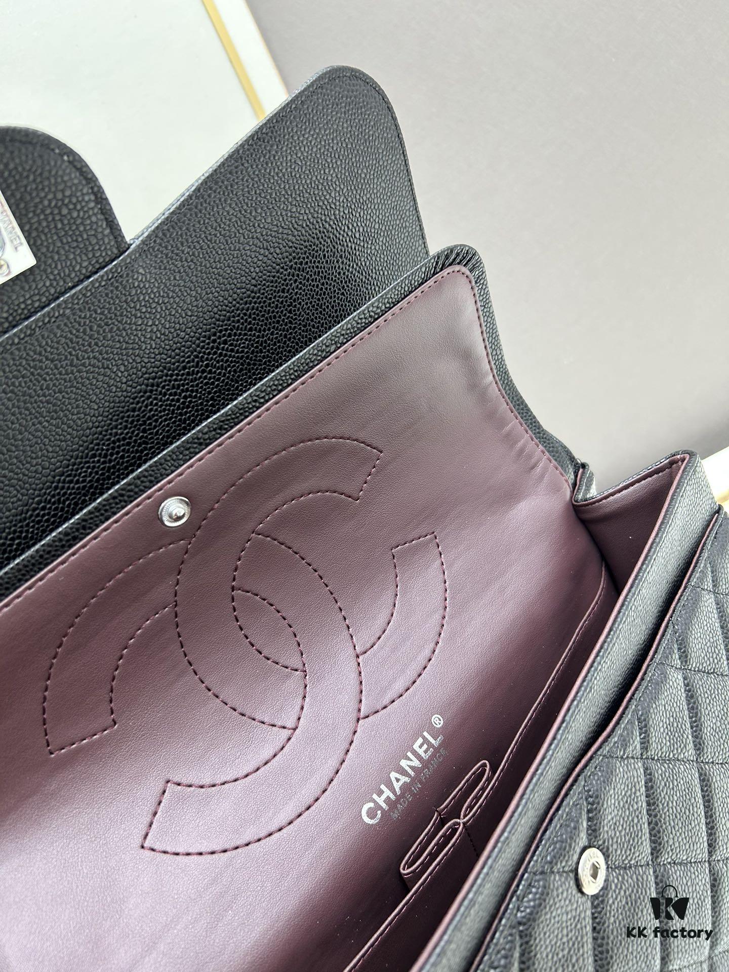 Chanel Classic CF1113 Calfskin Grain Bag with Electroplated Hardware