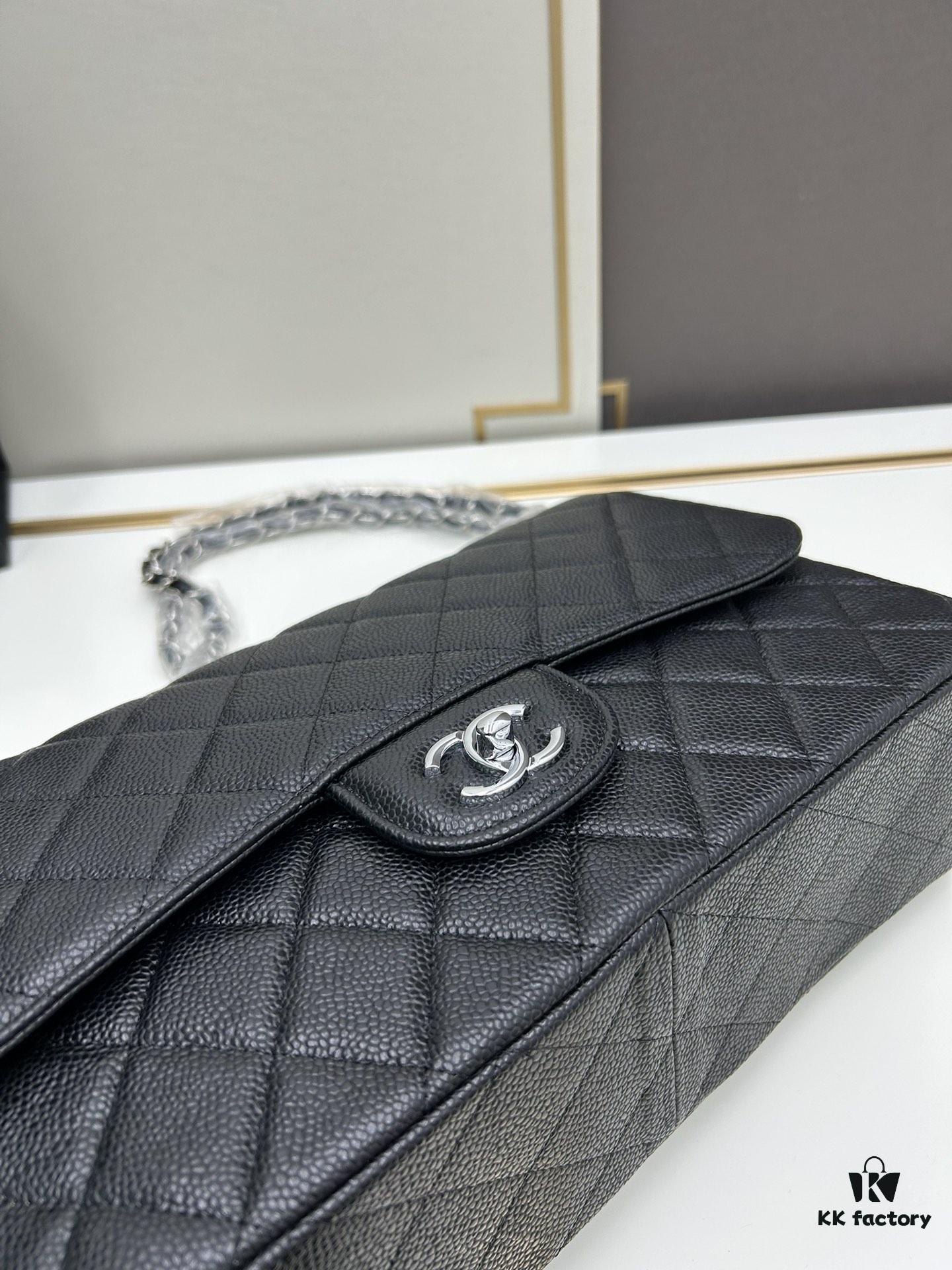 Chanel Classic CF1113 Calfskin Grain Bag with Electroplated Hardware