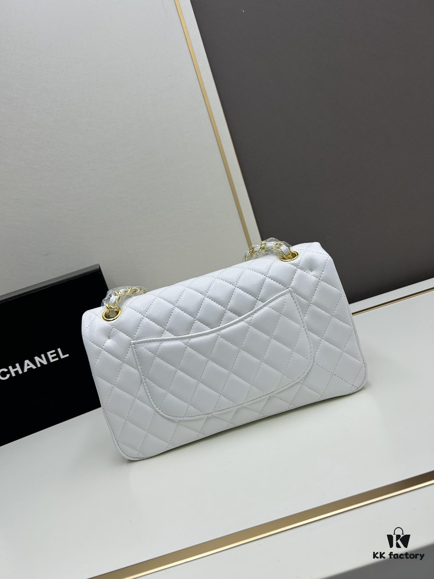 Chanel Classic CF1112 Lambskin Electroplated Hardware with Glazed Finish, Premium Cowhide Gold Tone Clasp