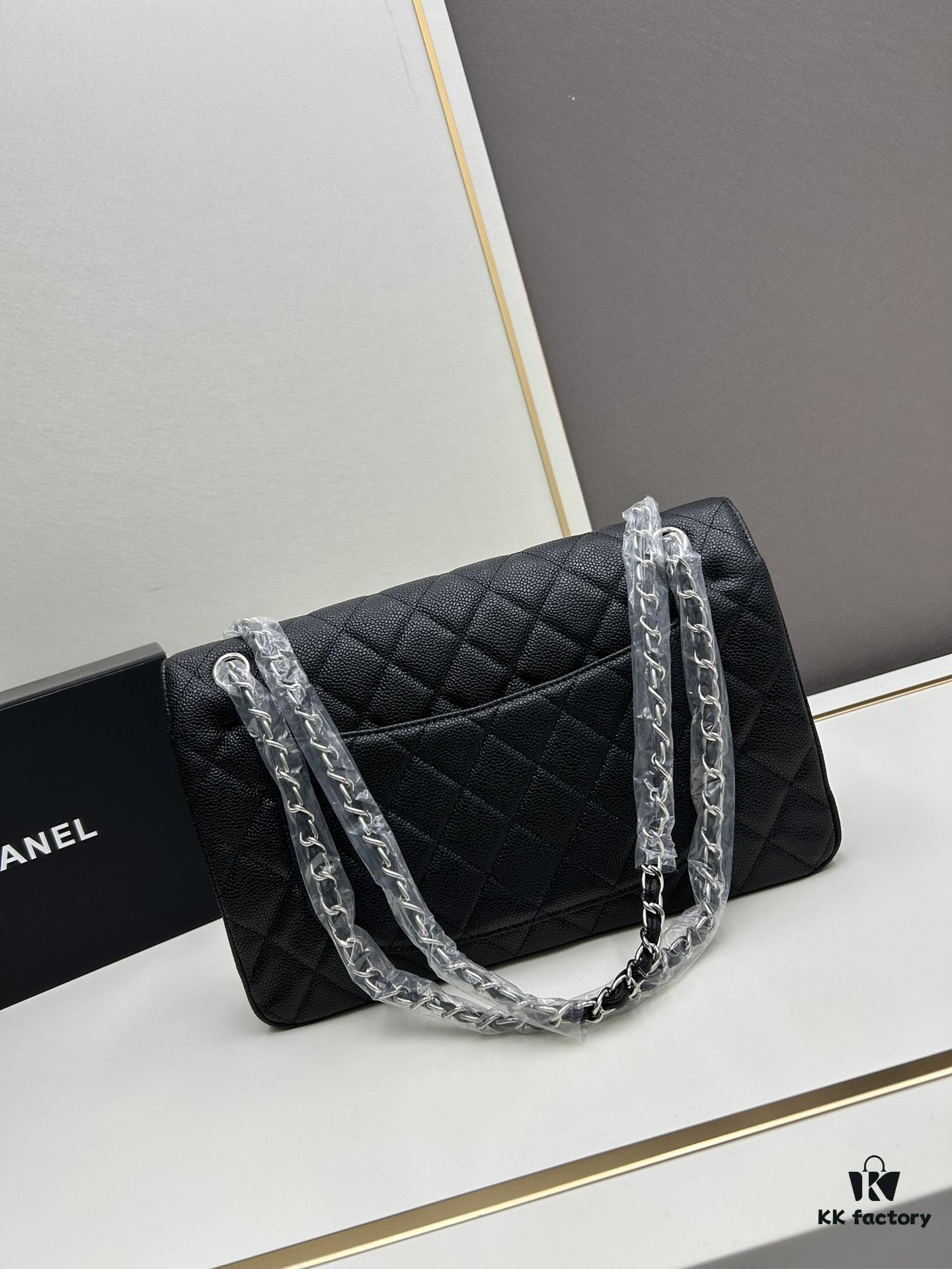 Chanel Classic CF1113 Calfskin Grain Bag with Electroplated Hardware
