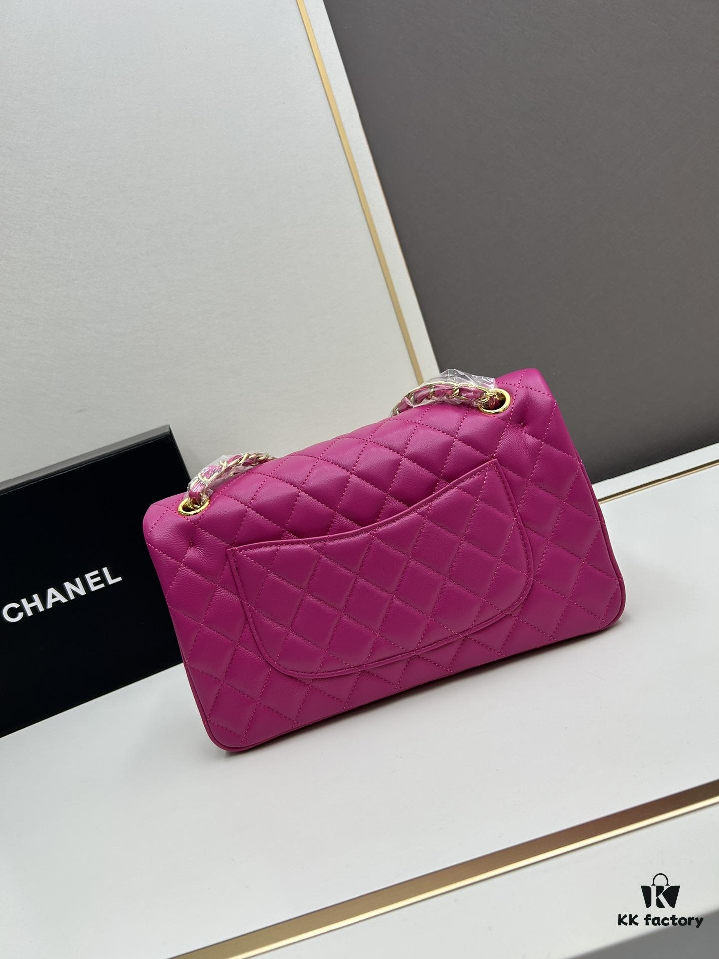 Chanel Classic CF1112 Lambskin Electroplated Hardware with Glazed Finish, Premium Cowhide Gold Tone Clasp