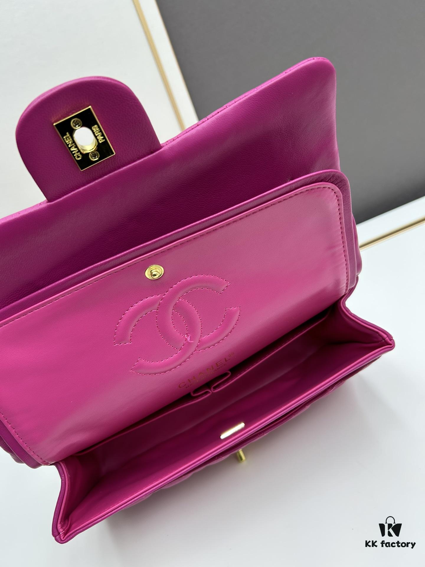 Chanel Classic CF1112 Lambskin Electroplated Hardware with Glazed Finish, Premium Cowhide Gold Tone Clasp