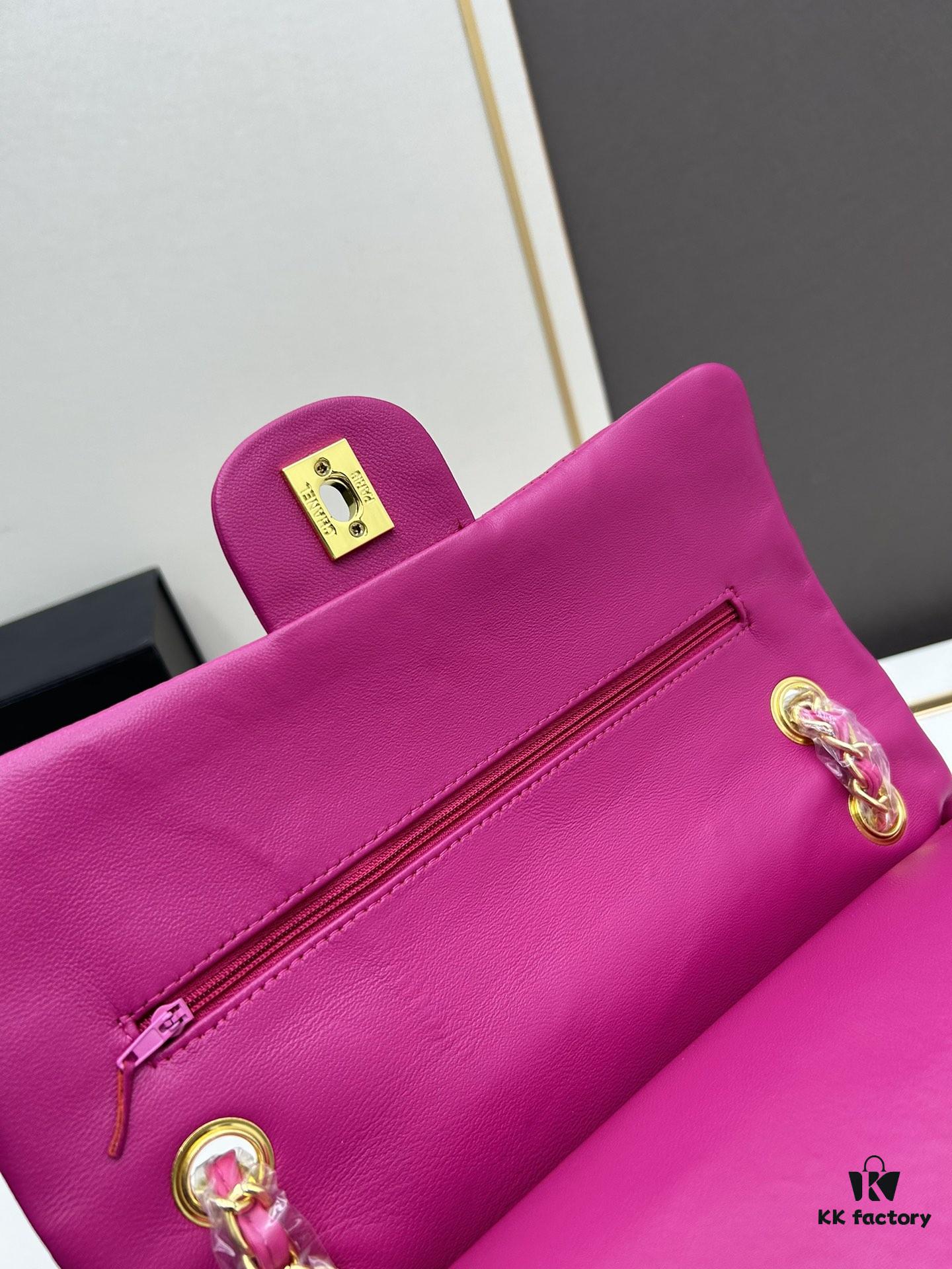 Chanel Classic CF1112 Lambskin Electroplated Hardware with Glazed Finish, Premium Cowhide Gold Tone Clasp