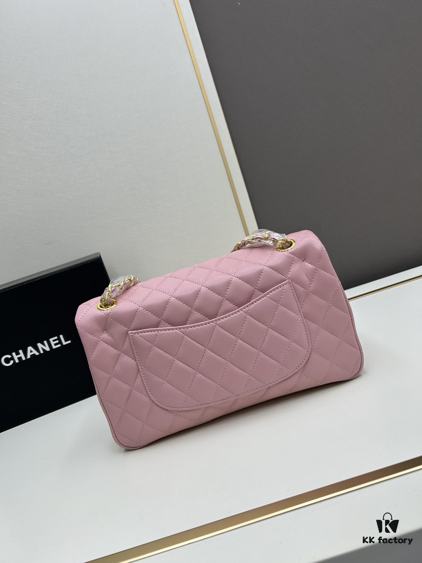 Chanel Classic CF1112 Lambskin Electroplated Hardware with Glazed Finish, Premium Cowhide Gold Tone Trim