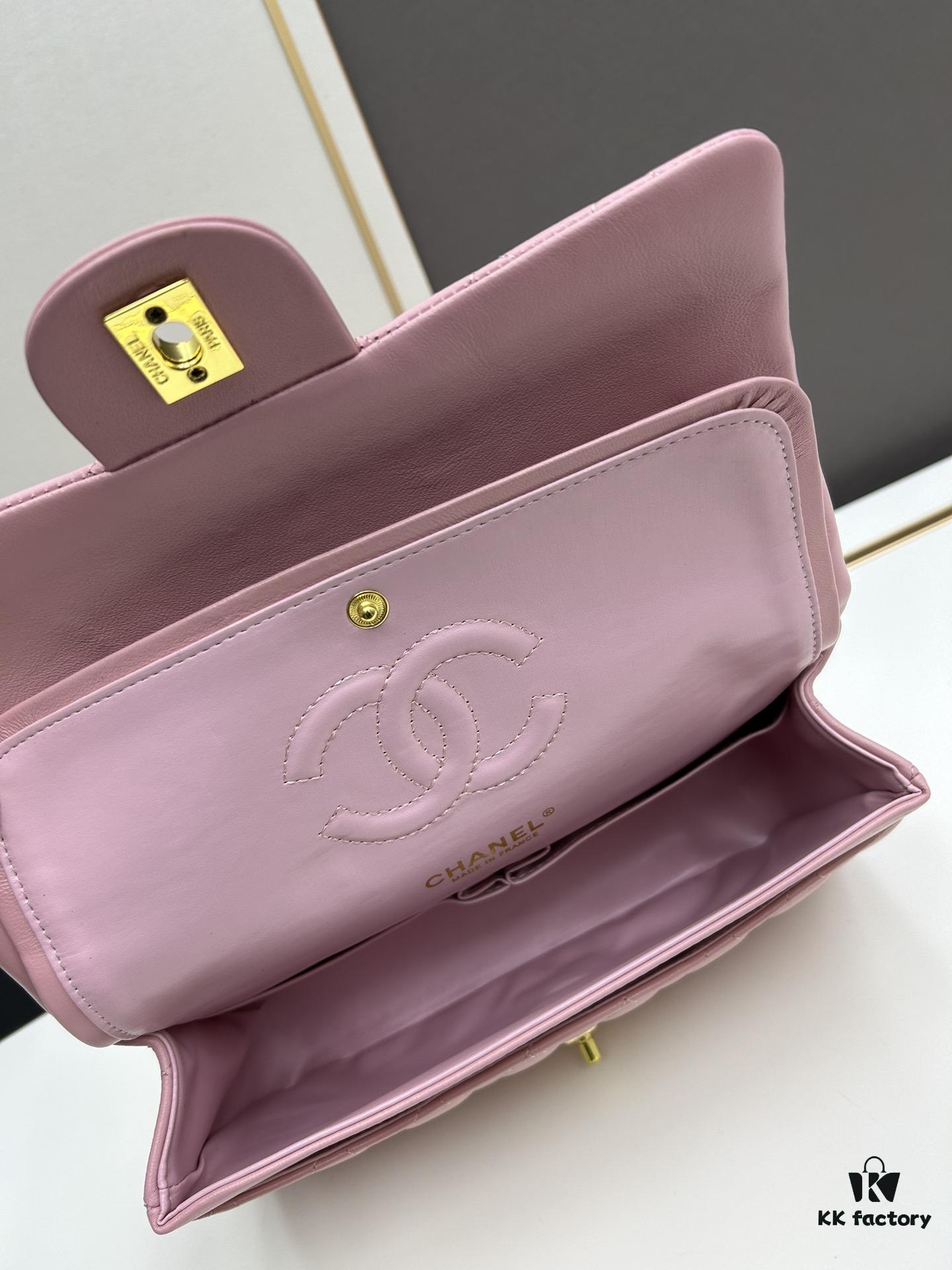 Chanel Classic CF1112 Lambskin Electroplated Hardware with Glazed Finish, Premium Cowhide Gold Tone Trim