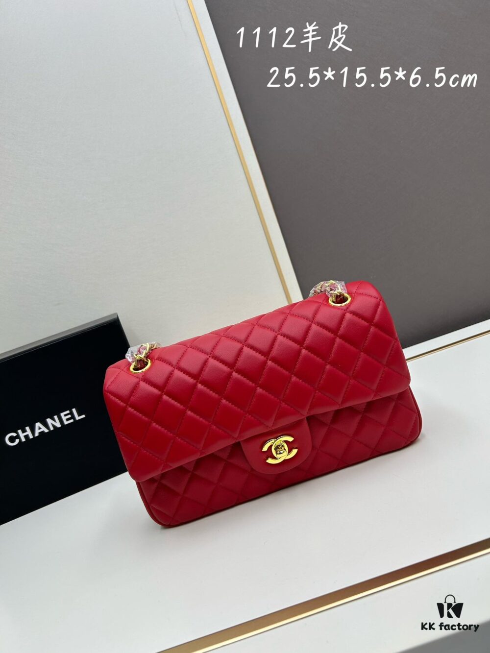 Chanel Classic CF1112 Lambskin Electroplated Hardware with Glazed Finish, Full-grain Leather Gold Tone Buckle, Authentic Custom Overseas Procurement Grade
