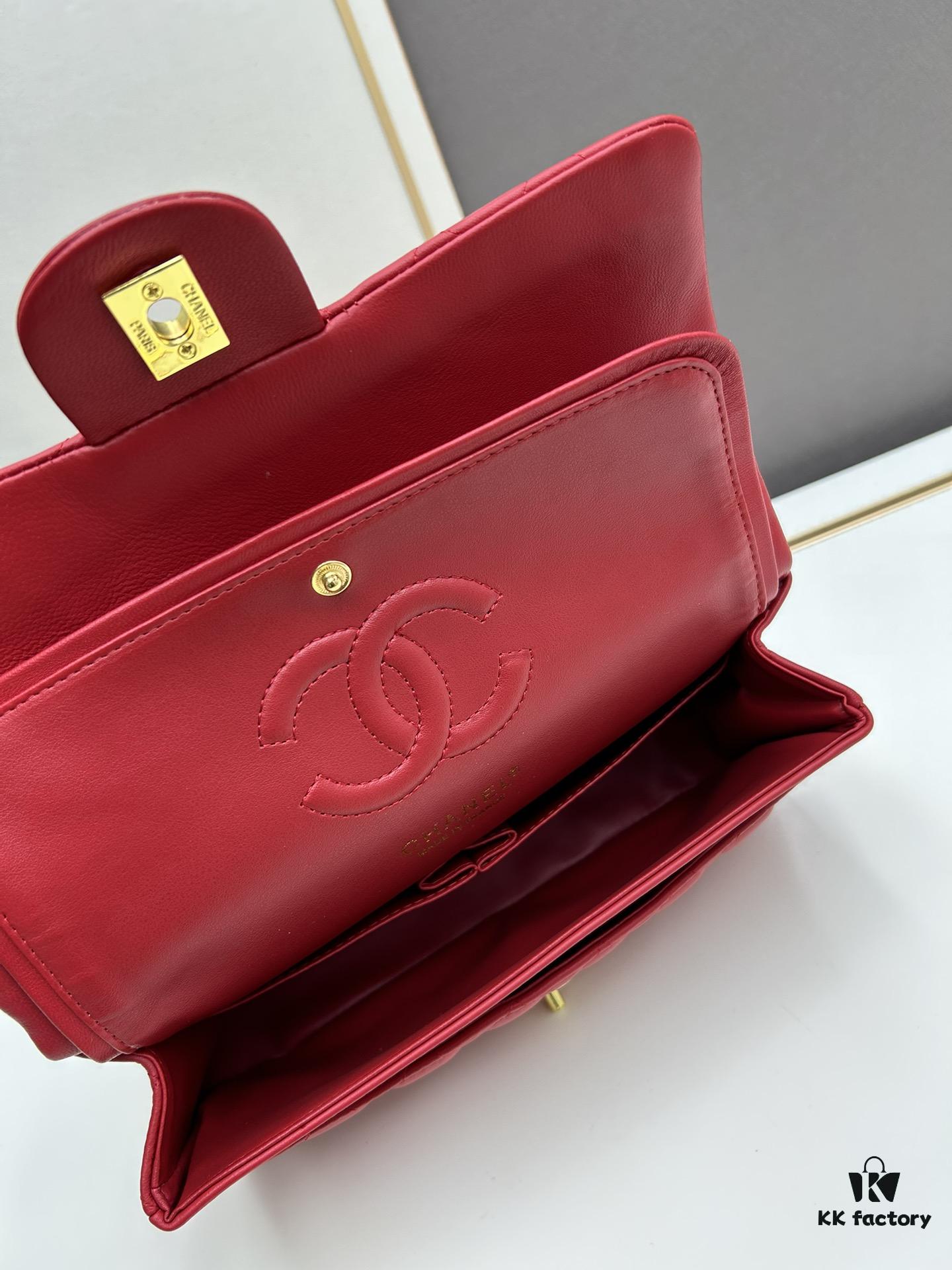 Chanel Classic CF1112 Lambskin Electroplated Hardware with Glazed Finish, Full-grain Leather Gold Tone Buckle, Authentic Custom Overseas Procurement Grade