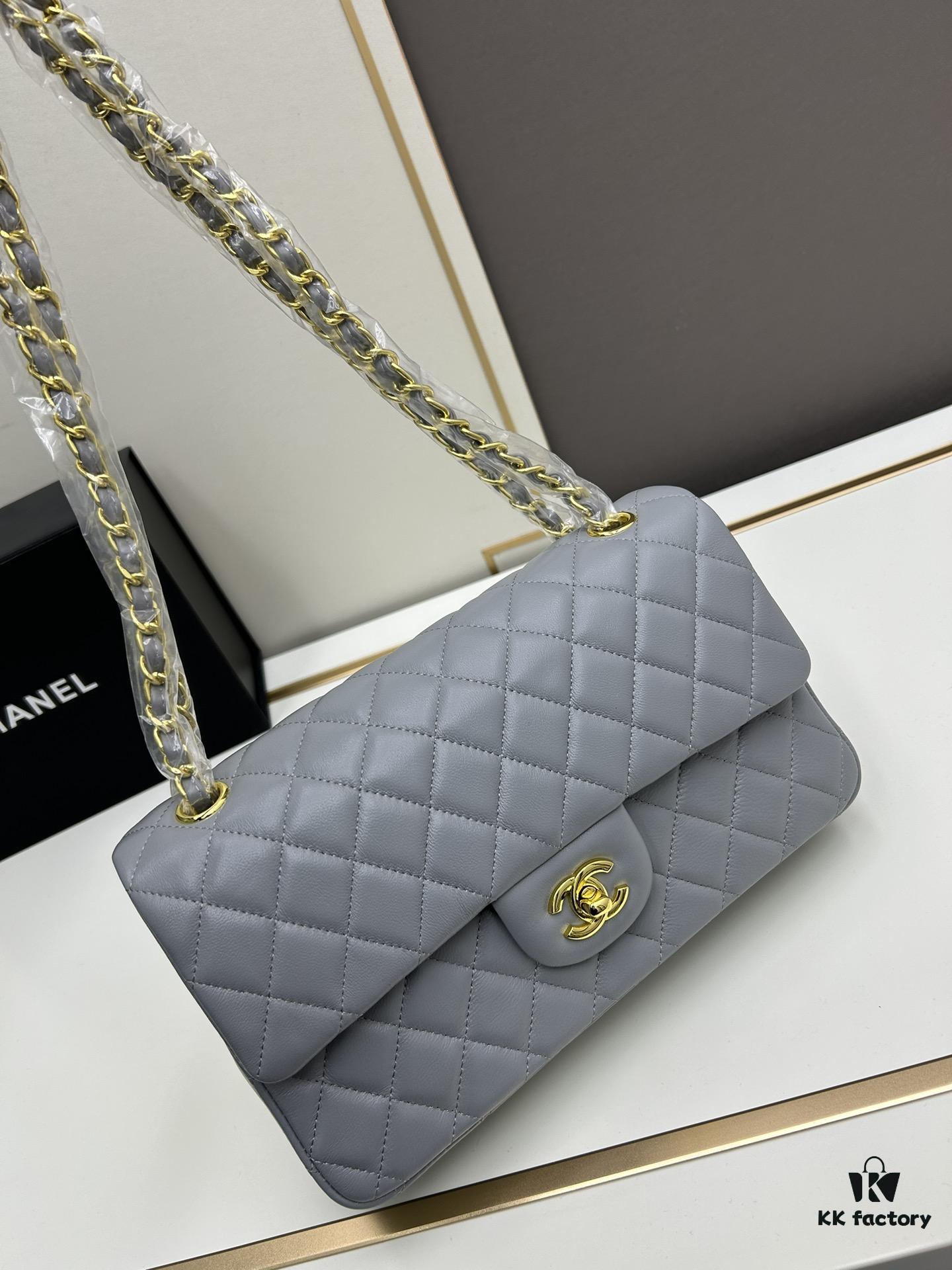 Chanel Classic CF1112 Lambskin Electroplated Hardware with Glazed Finish, Premium Cowhide Gold Tone Clasp