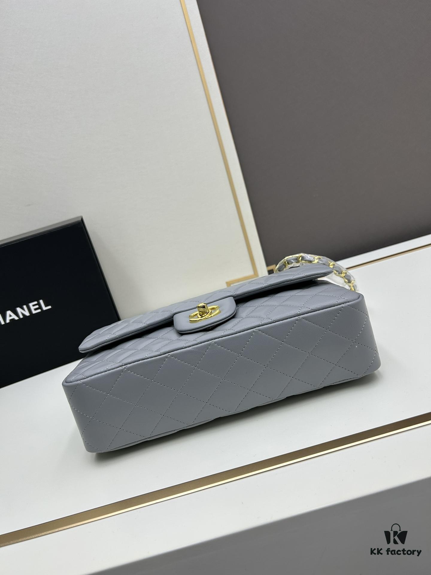 Chanel Classic CF1112 Lambskin Electroplated Hardware with Glazed Finish, Premium Cowhide Gold Tone Clasp