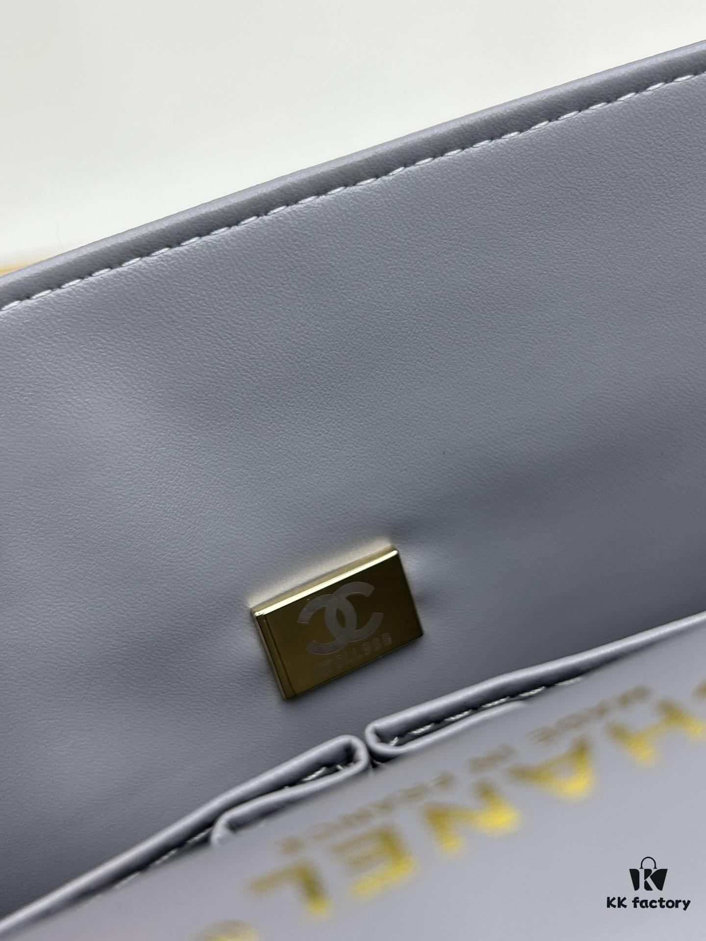 Chanel Classic CF1112 Lambskin Electroplated Hardware with Glazed Finish, Premium Cowhide Gold Tone Clasp