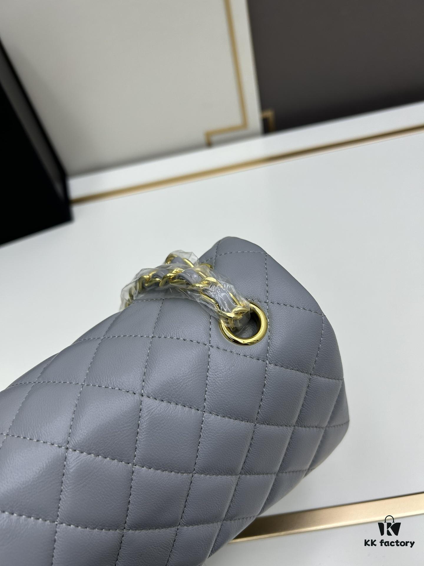 Chanel Classic CF1112 Lambskin Electroplated Hardware with Glazed Finish, Premium Cowhide Gold Tone Clasp