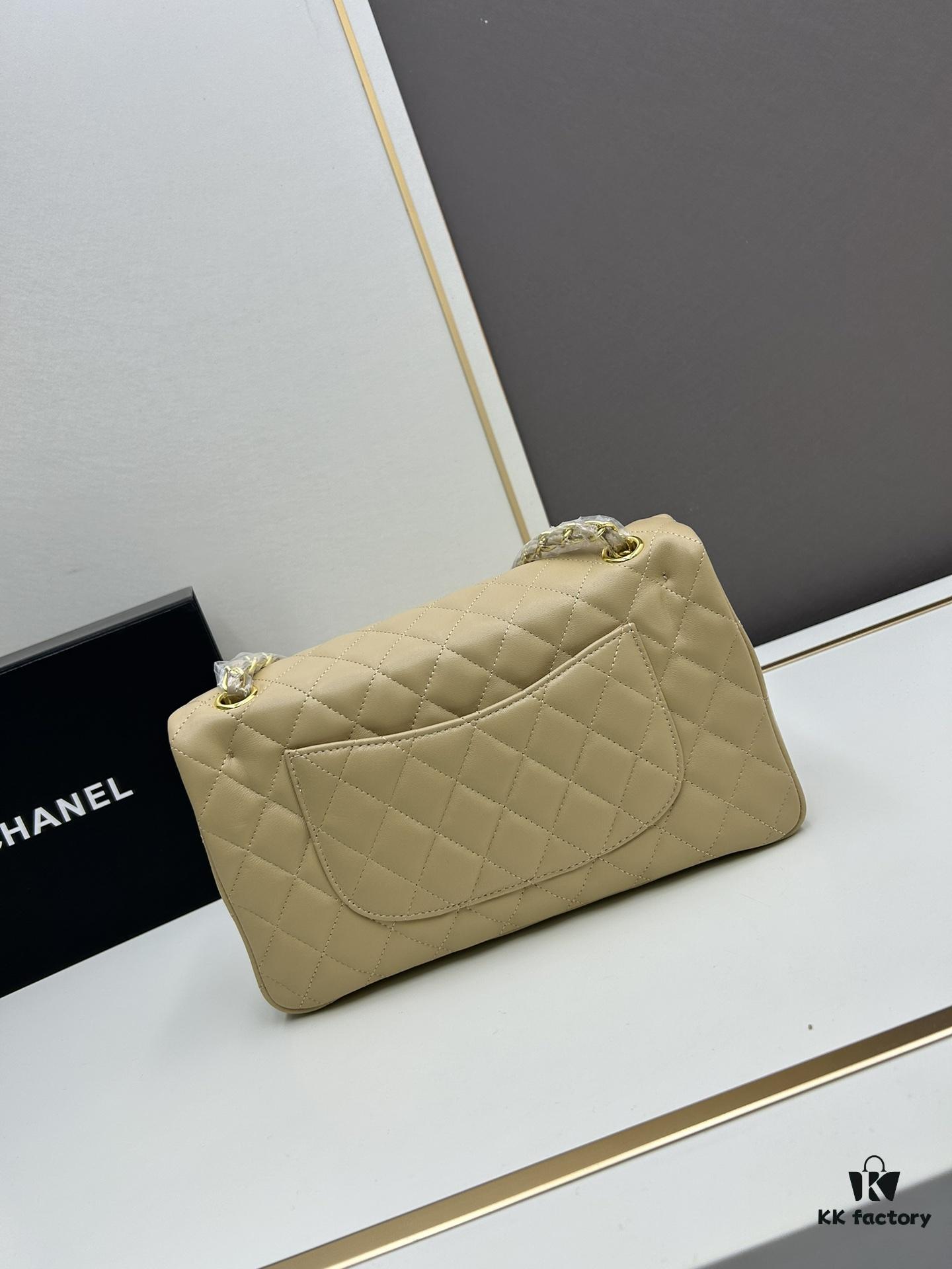 Chanel Classic CF1112 Lambskin Electroplated Hardware with Glazed Finish, Premium Cowhide Gold Tone Clasp