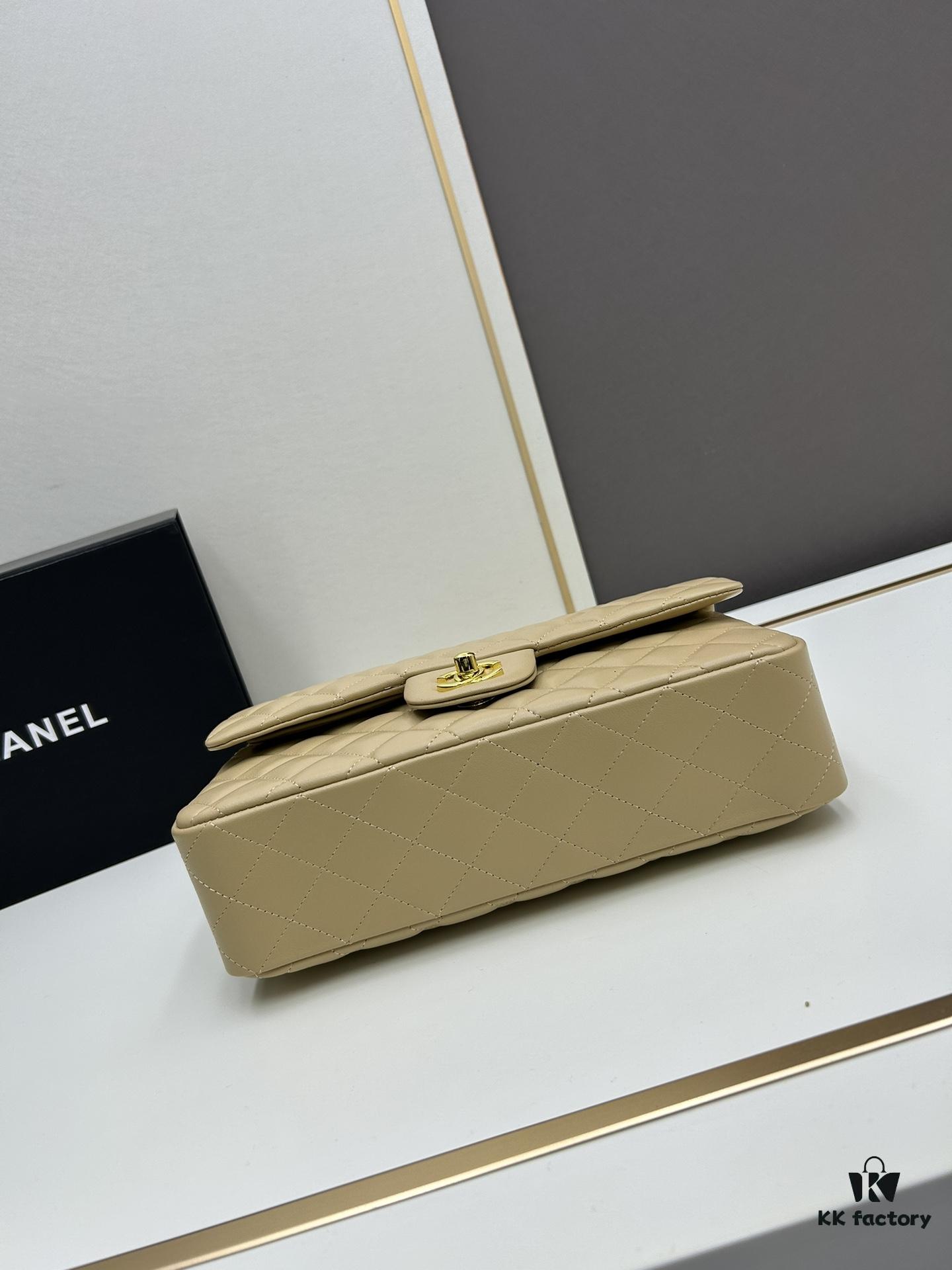 Chanel Classic CF1112 Lambskin Electroplated Hardware with Glazed Finish, Premium Cowhide Gold Tone Clasp