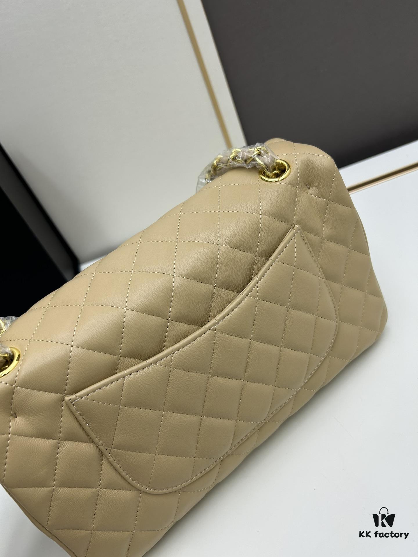 Chanel Classic CF1112 Lambskin Electroplated Hardware with Glazed Finish, Premium Cowhide Gold Tone Clasp