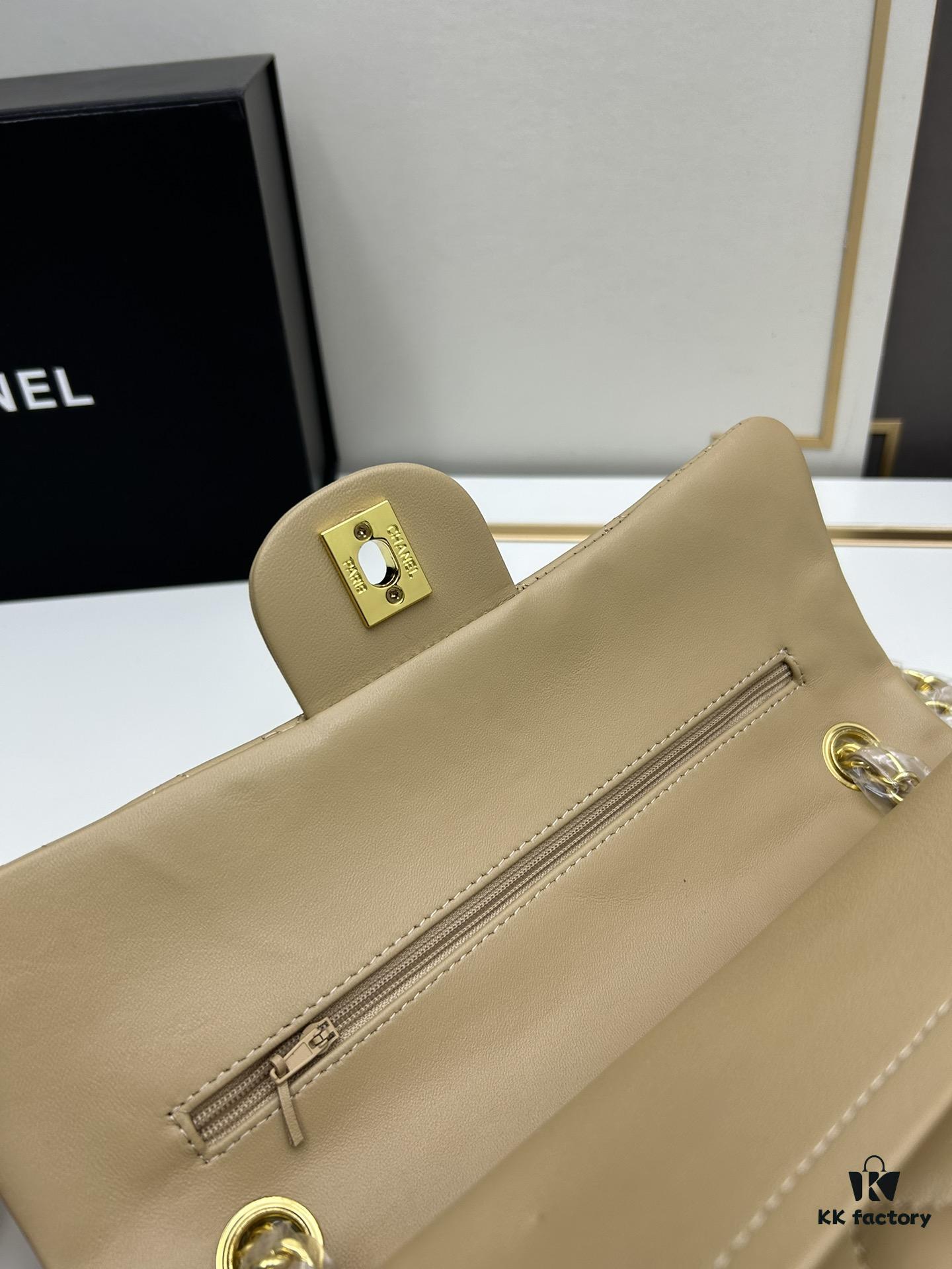 Chanel Classic CF1112 Lambskin Electroplated Hardware with Glazed Finish, Premium Cowhide Gold Tone Clasp