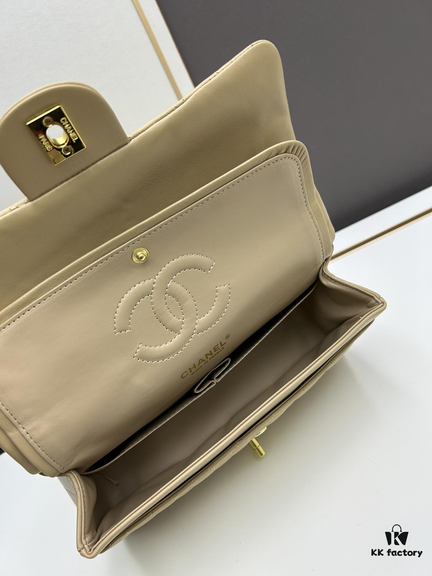 Chanel Classic CF1112 Lambskin Electroplated Hardware with Glazed Finish, Premium Cowhide Gold Tone Clasp