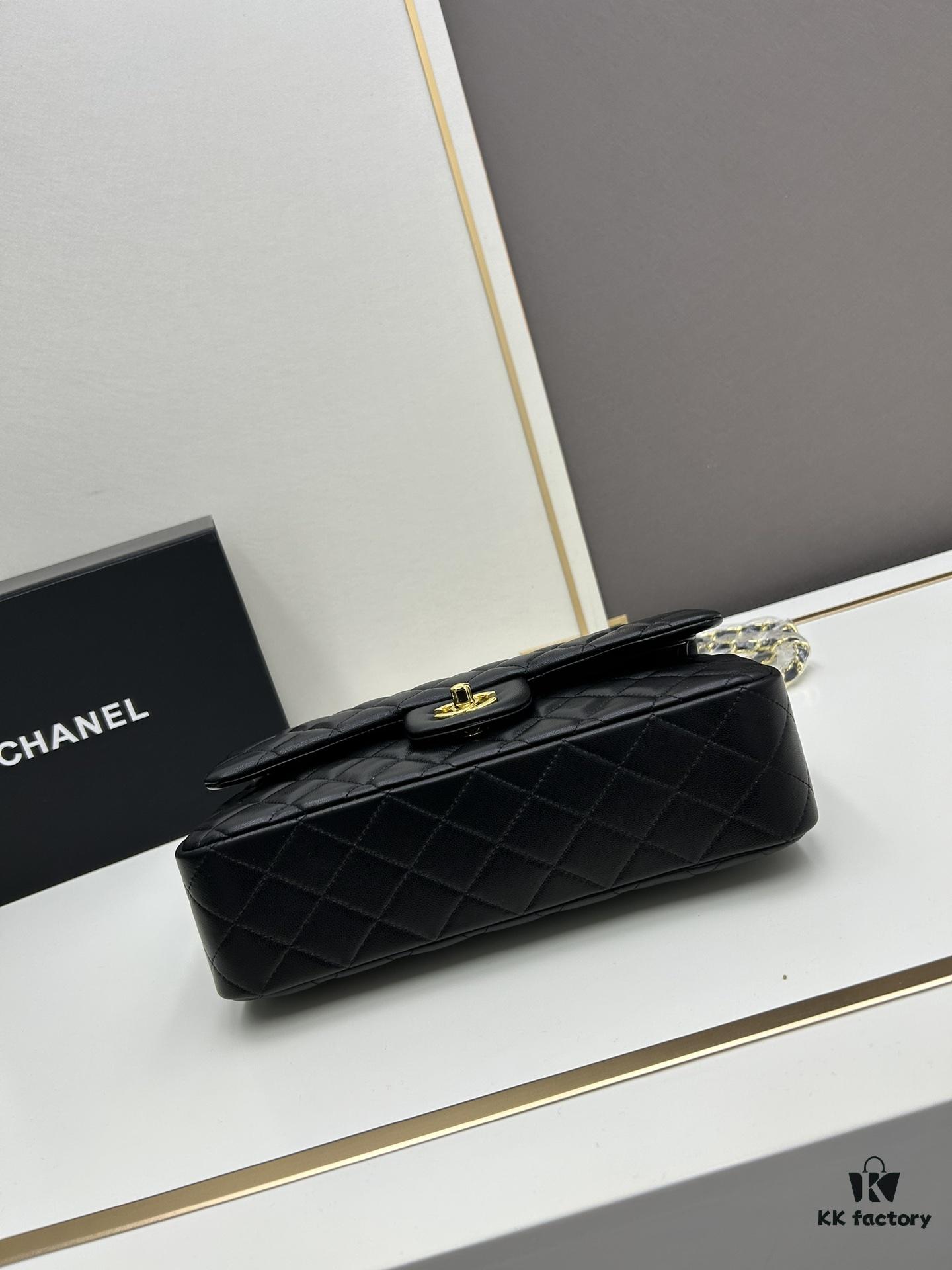 Chanel Classic CF1112 Lambskin Electroplated Hardware with Glazed Finish, Premium Cowhide Gold Tone Clasp