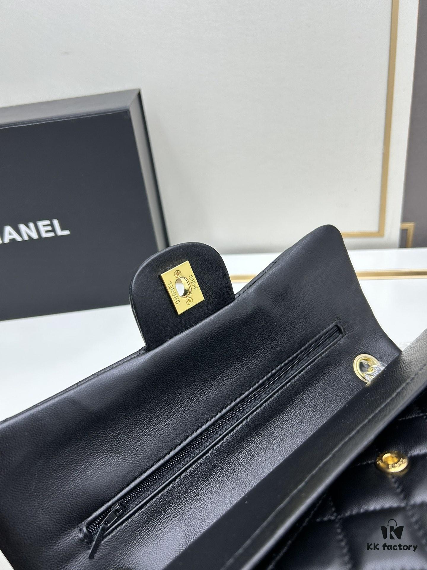 Chanel Classic CF1112 Lambskin Electroplated Hardware with Glazed Finish, Premium Cowhide Gold Tone Clasp