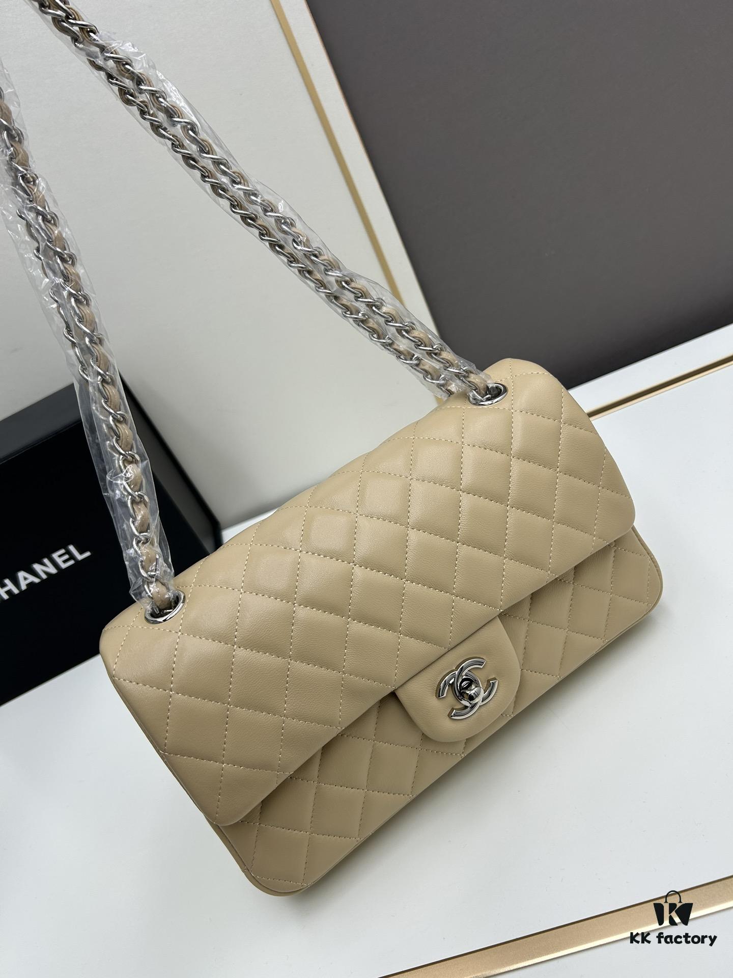 Chanel Classic CF1112 Lambskin Electroplated Hardware with Glazed Finish, Premium Cowhide Gold Tone Closure