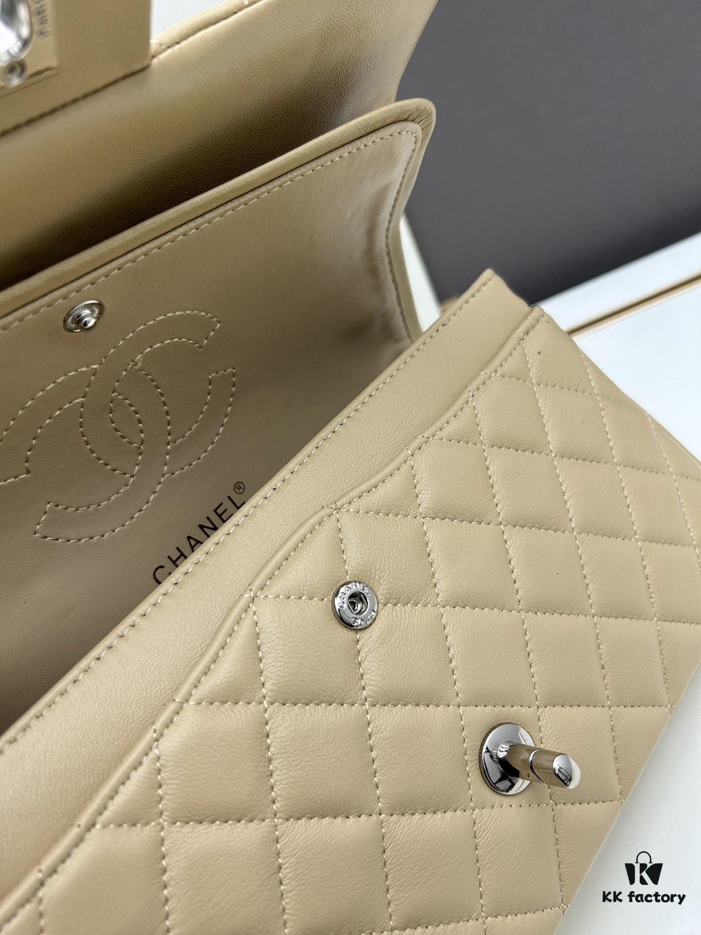 Chanel Classic CF1112 Lambskin Electroplated Hardware with Glazed Finish, Premium Cowhide Gold Tone Closure