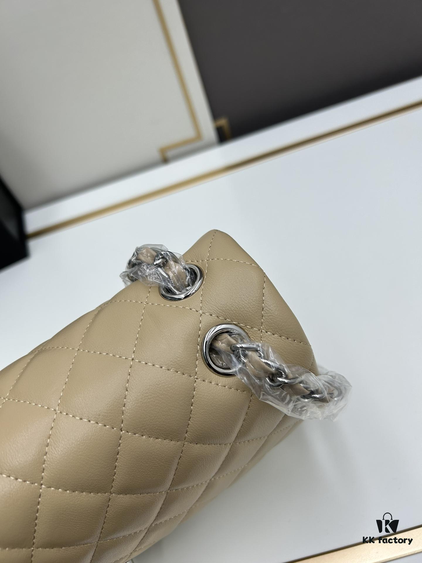 Chanel Classic CF1112 Lambskin Electroplated Hardware with Glazed Finish, Premium Cowhide Gold Tone Closure