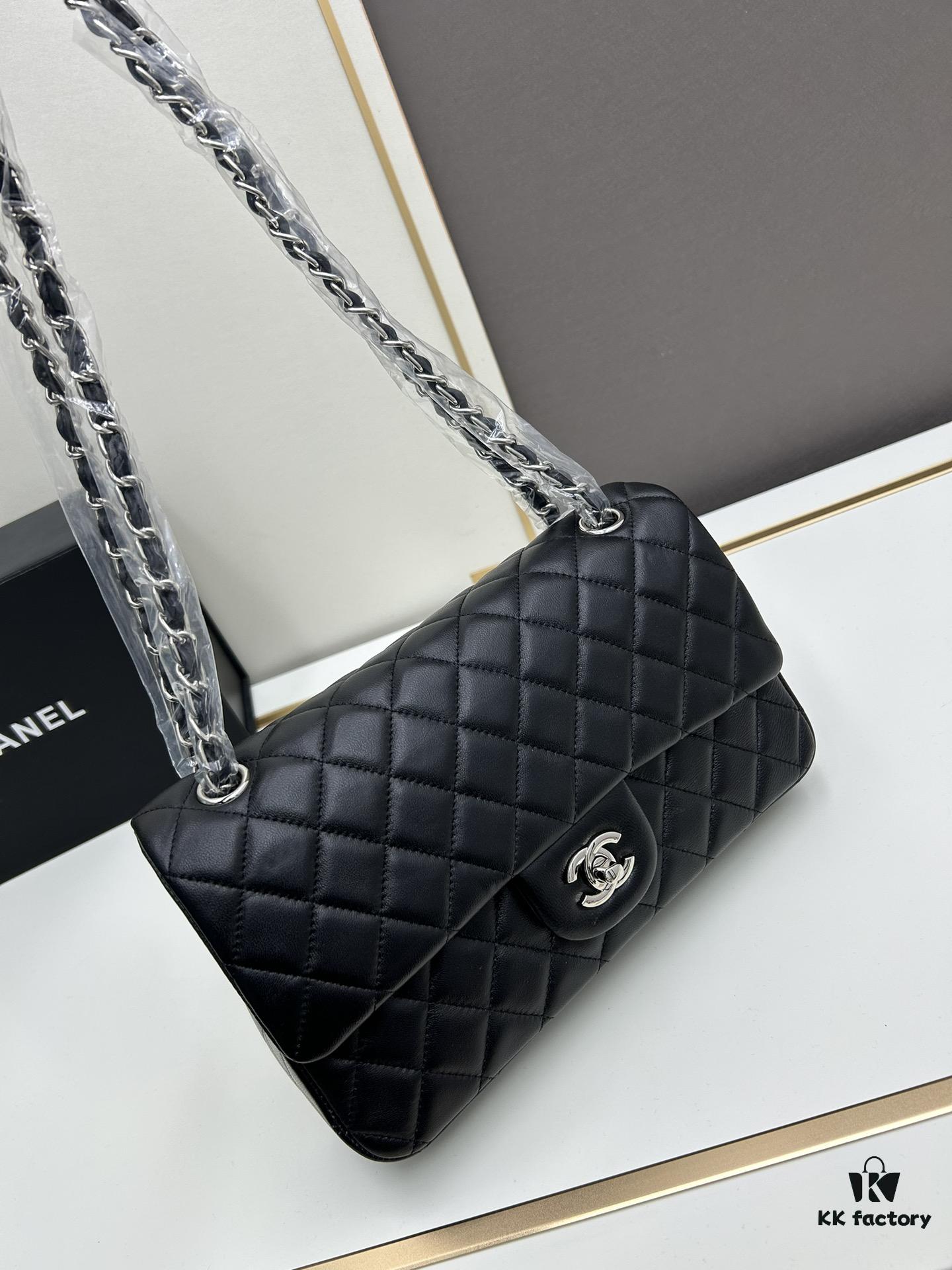Chanel Classic CF1112 Lambskin Electroplated Hardware with Glazed Finish, Premium Cowhide Gold Tone Clasp – Authentic Custom Import Grade