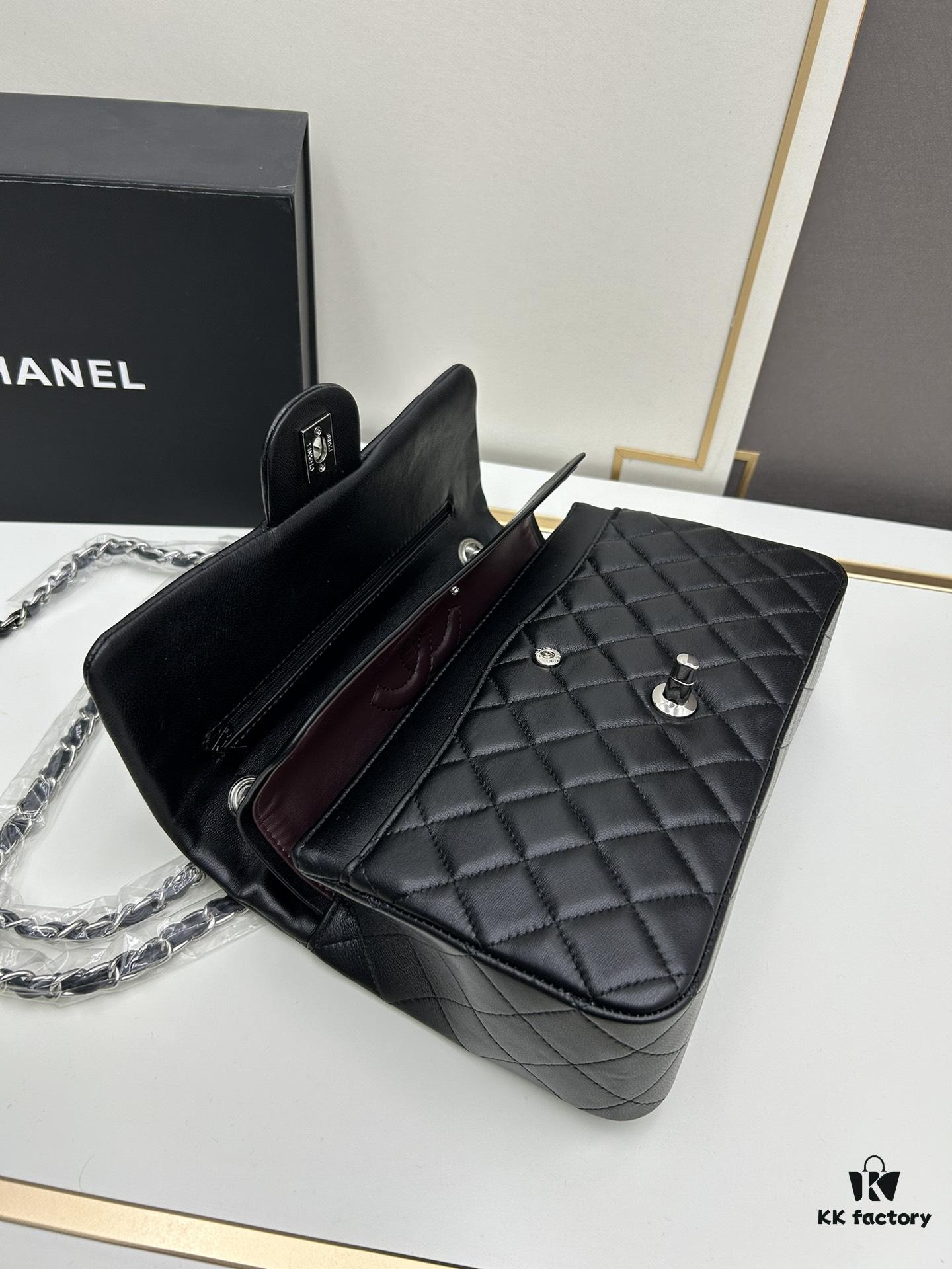 Chanel Classic CF1112 Lambskin Electroplated Hardware with Glazed Finish, Premium Cowhide Gold Tone Clasp – Authentic Custom Import Grade