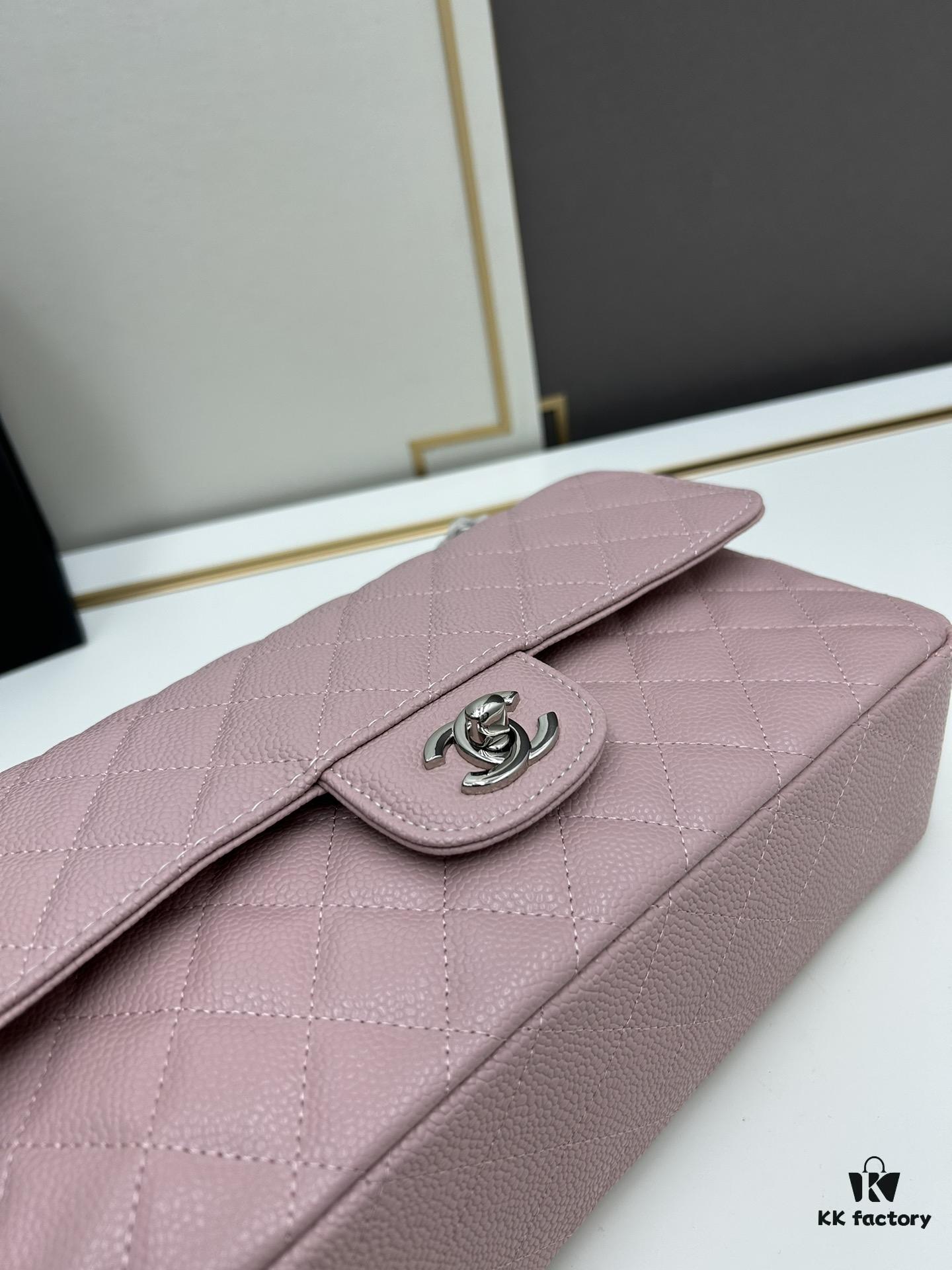 Chanel Classic CF1112 Calfskin Grain Texture Handbag with Plated Hardware