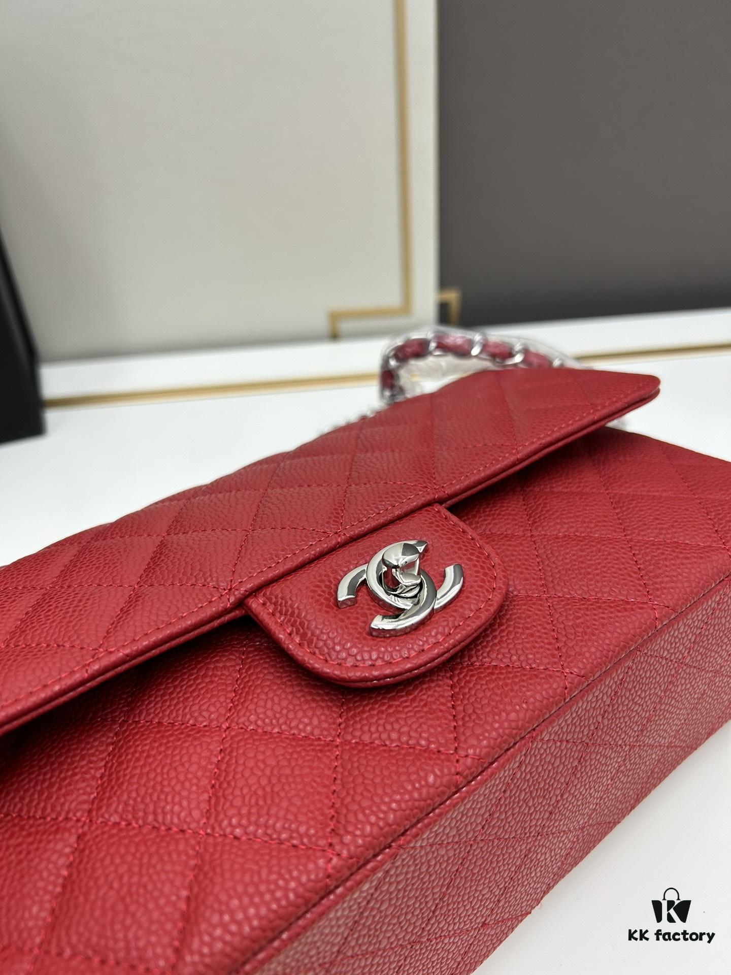 Chanel Classic CF1112 Calfskin Quilted Texture, Electroplated Hardware with Special Glazing Treatment for Long-Lasting Color Retention, Genuine Leather Gold Tone Clasp