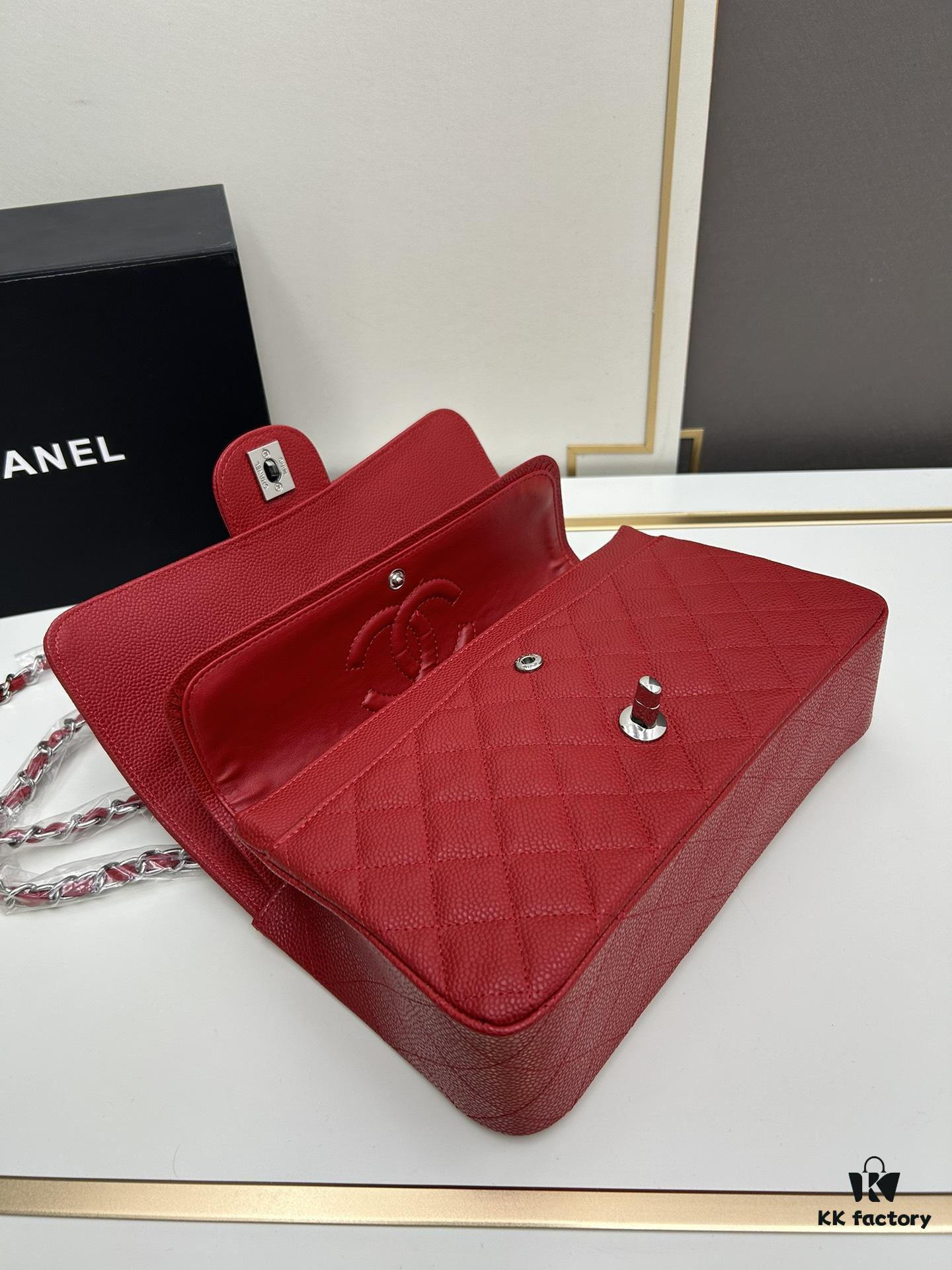 Chanel Classic CF1112 Calfskin Quilted Texture, Electroplated Hardware with Special Glazing Treatment for Long-Lasting Color Retention, Genuine Leather Gold Tone Clasp