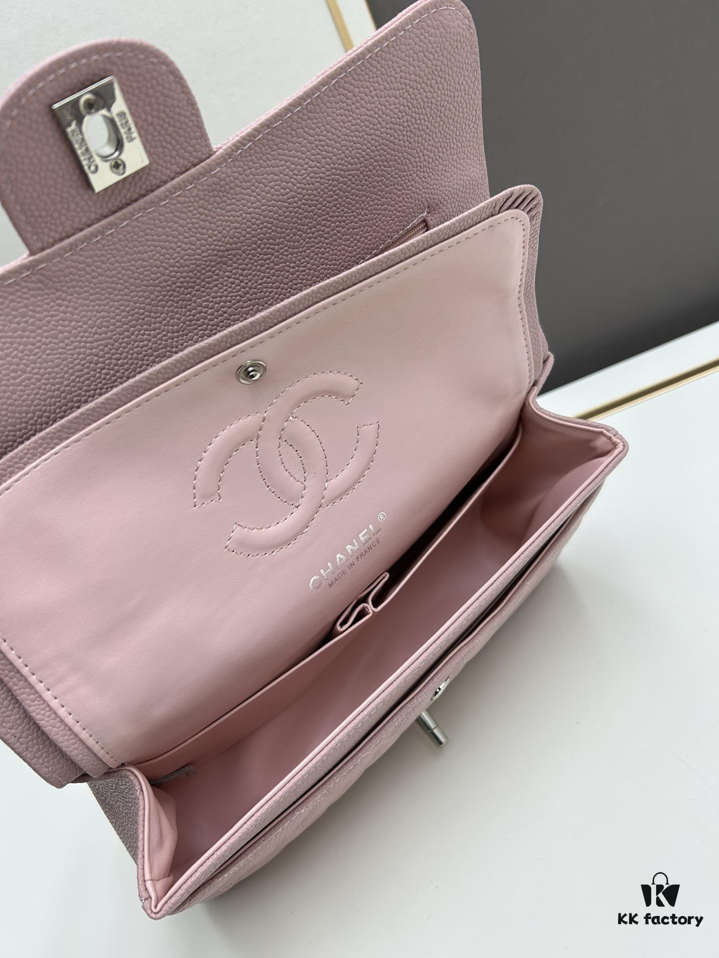 Chanel Classic CF1112 Calfskin Grain Texture Handbag with Plated Hardware