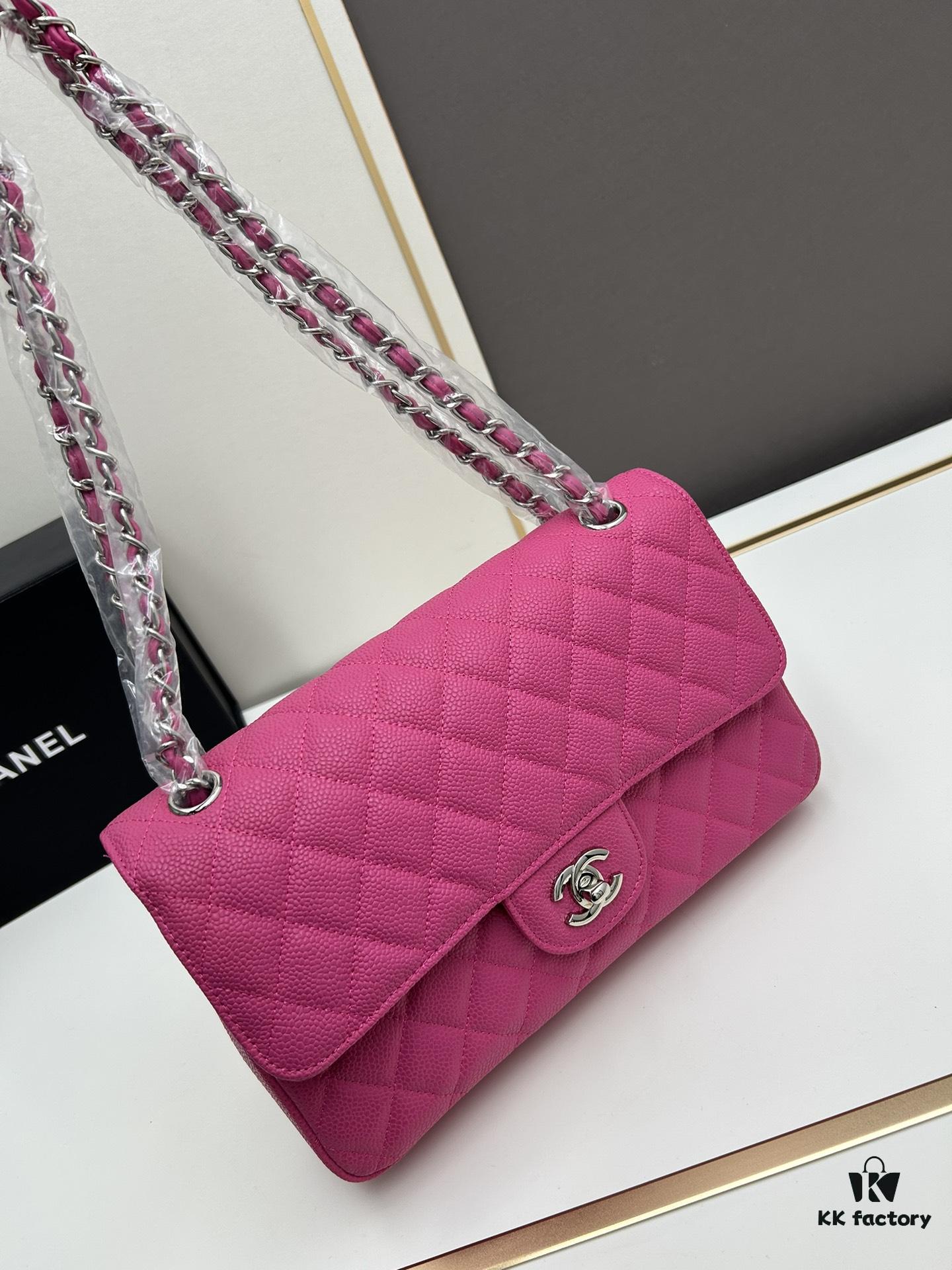 Chanel Classic CF1112 Calfskin Grain Texture Handbag with Electroplated Hardware