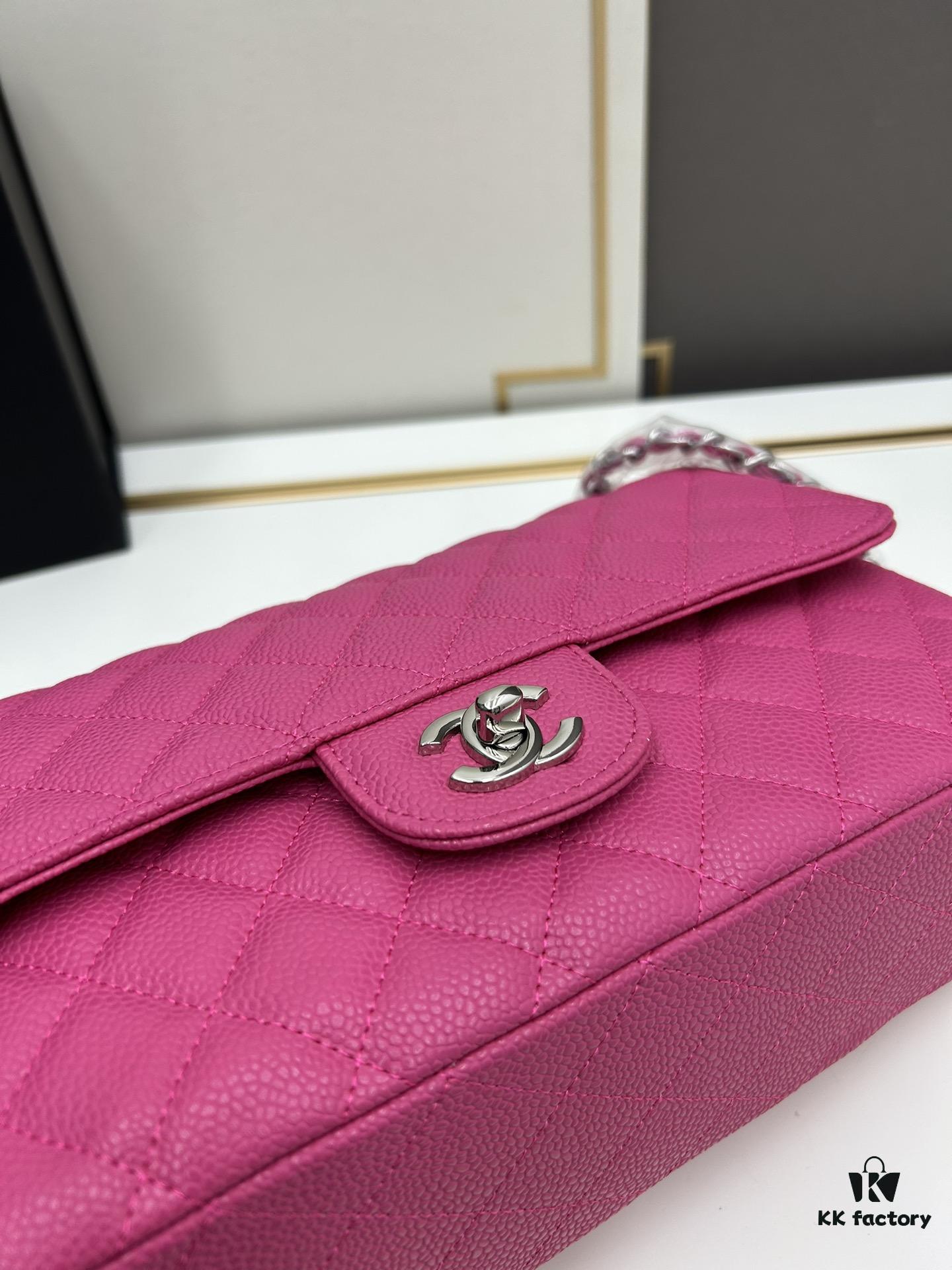 Chanel Classic CF1112 Calfskin Grain Texture Handbag with Electroplated Hardware