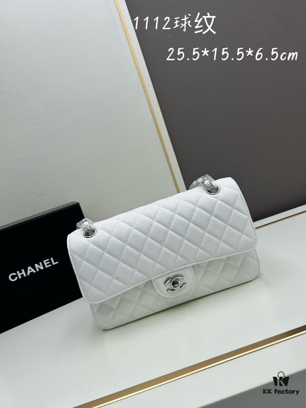 Chanel Classic CF1112 Calfskin Grain Texture Handbag with Electroplated Hardware