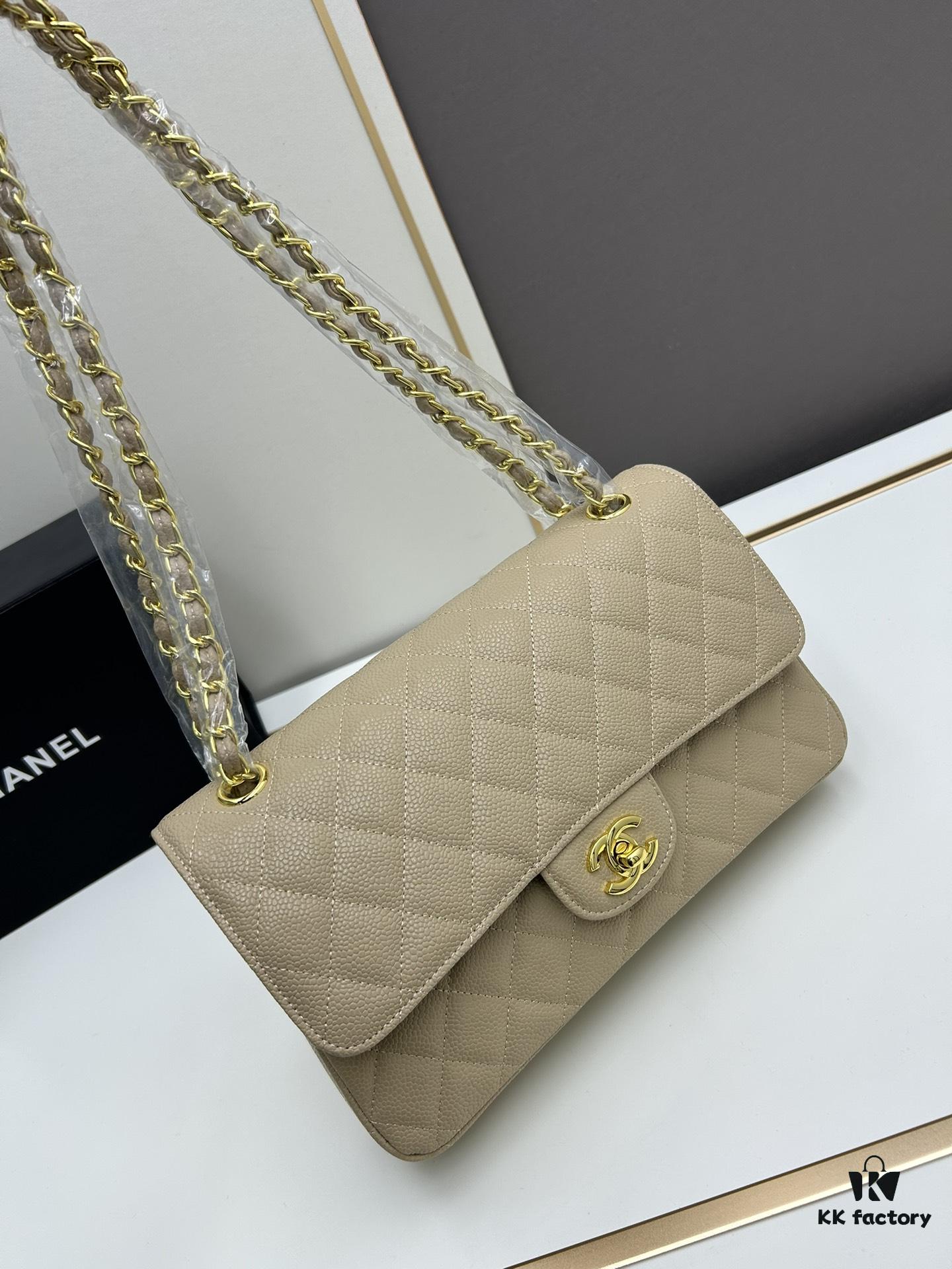 Chanel Classic CF1112, Calfskin Grain Texture, Electroplated Hardware with Special Glazed Coating for Long-Lasting Fade Resistance, Gold-Tone Calfskin Buckle – Authentic Custom Import Grade