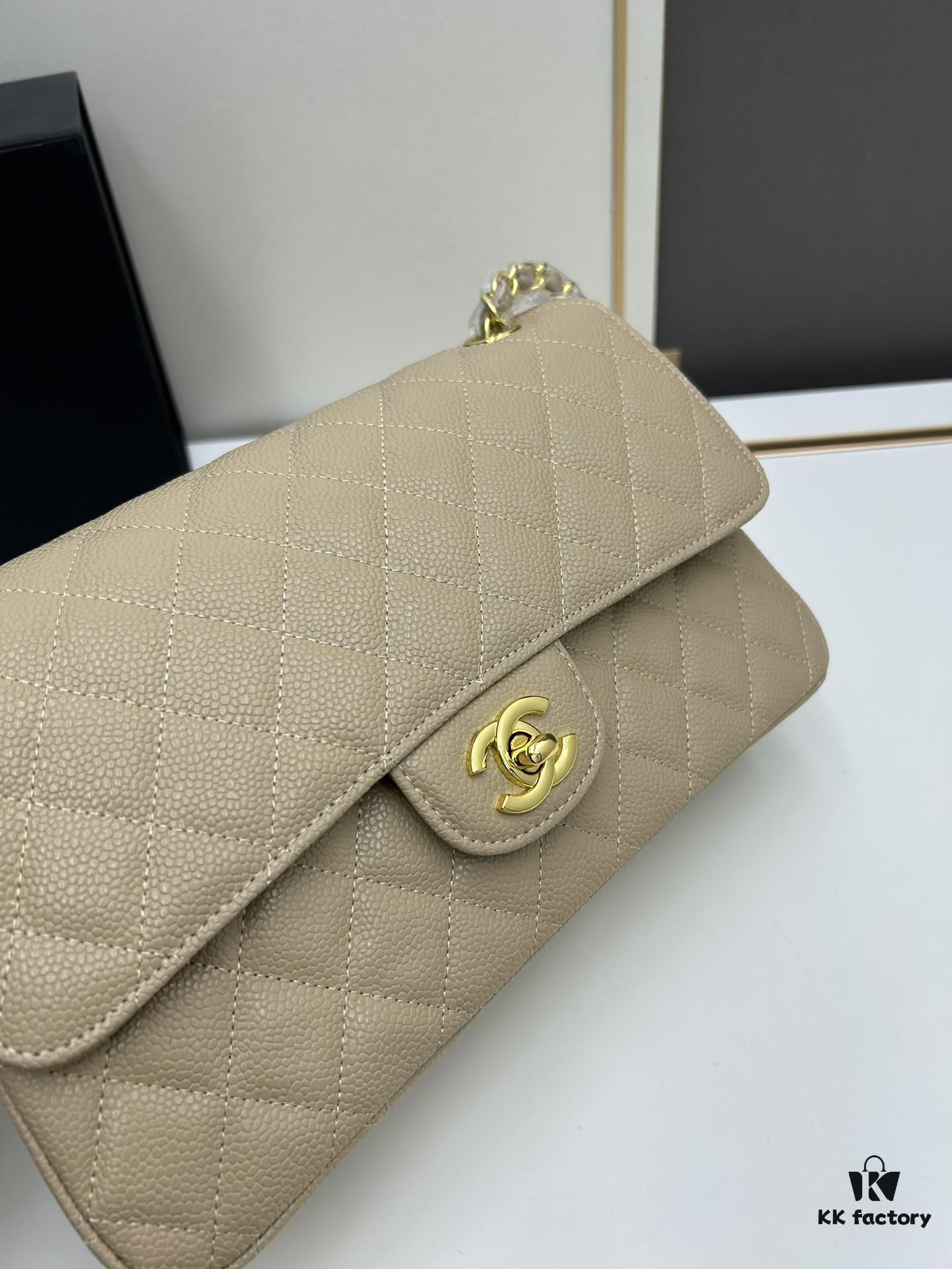 Chanel Classic CF1112, Calfskin Grain Texture, Electroplated Hardware with Special Glazed Coating for Long-Lasting Fade Resistance, Gold-Tone Calfskin Buckle – Authentic Custom Import Grade
