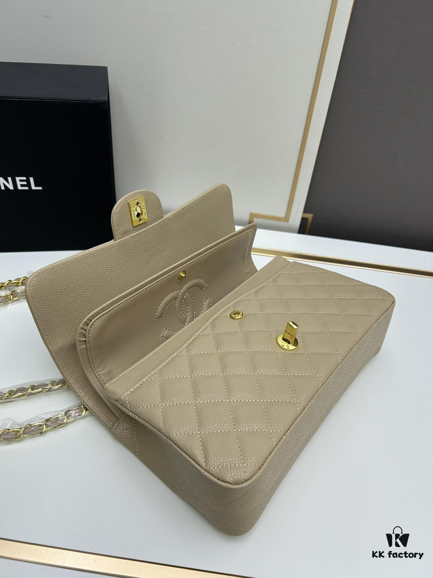 Chanel Classic CF1112, Calfskin Grain Texture, Electroplated Hardware with Special Glazed Coating for Long-Lasting Fade Resistance, Gold-Tone Calfskin Buckle – Authentic Custom Import Grade