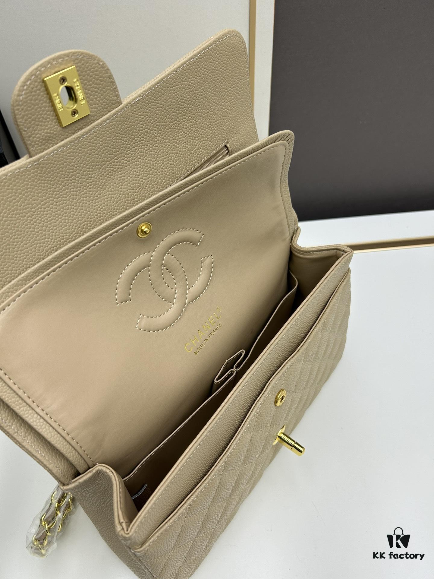 Chanel Classic CF1112, Calfskin Grain Texture, Electroplated Hardware with Special Glazed Coating for Long-Lasting Fade Resistance, Gold-Tone Calfskin Buckle – Authentic Custom Import Grade